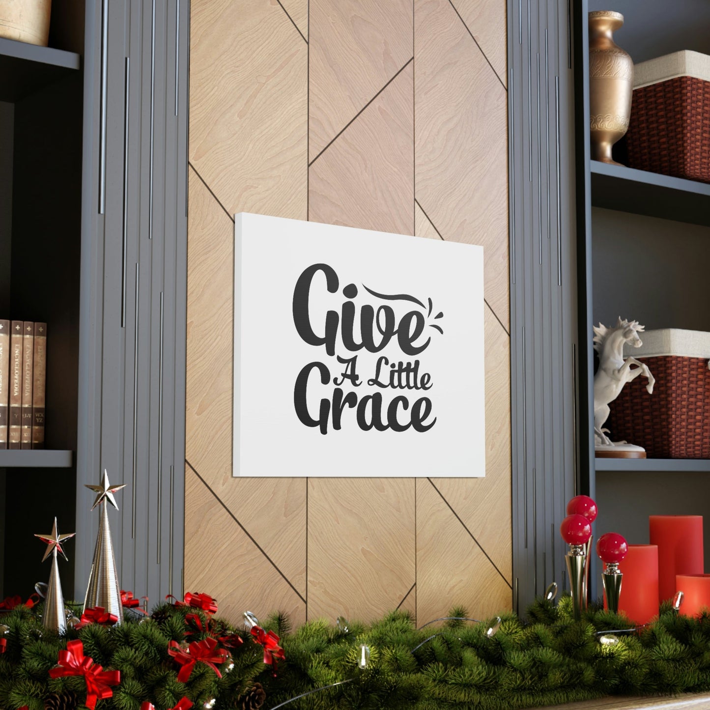 Give A Little Grace Hebrews 4:16 Black Swish Christian Wall Art Bible Verse Print Ready to Hang Unframed-Express Your Love Gifts