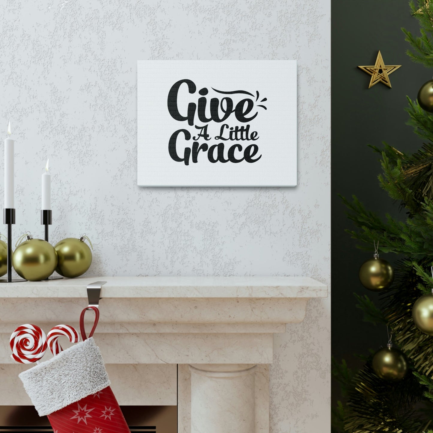 Give A Little Grace Hebrews 4:16 Black Swish Christian Wall Art Bible Verse Print Ready to Hang Unframed-Express Your Love Gifts