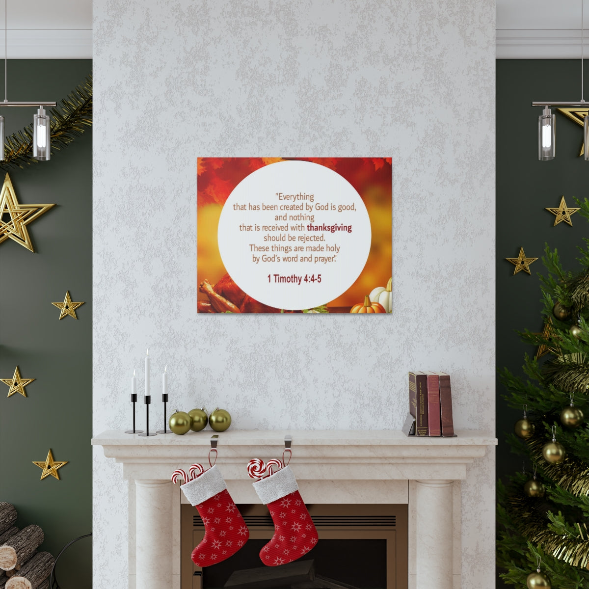 Scripture Walls God Is Good 1 Timothy 4:4-5 Orange Bible Verse Canvas Christian Wall Art Ready to Hang Unframed-Express Your Love Gifts