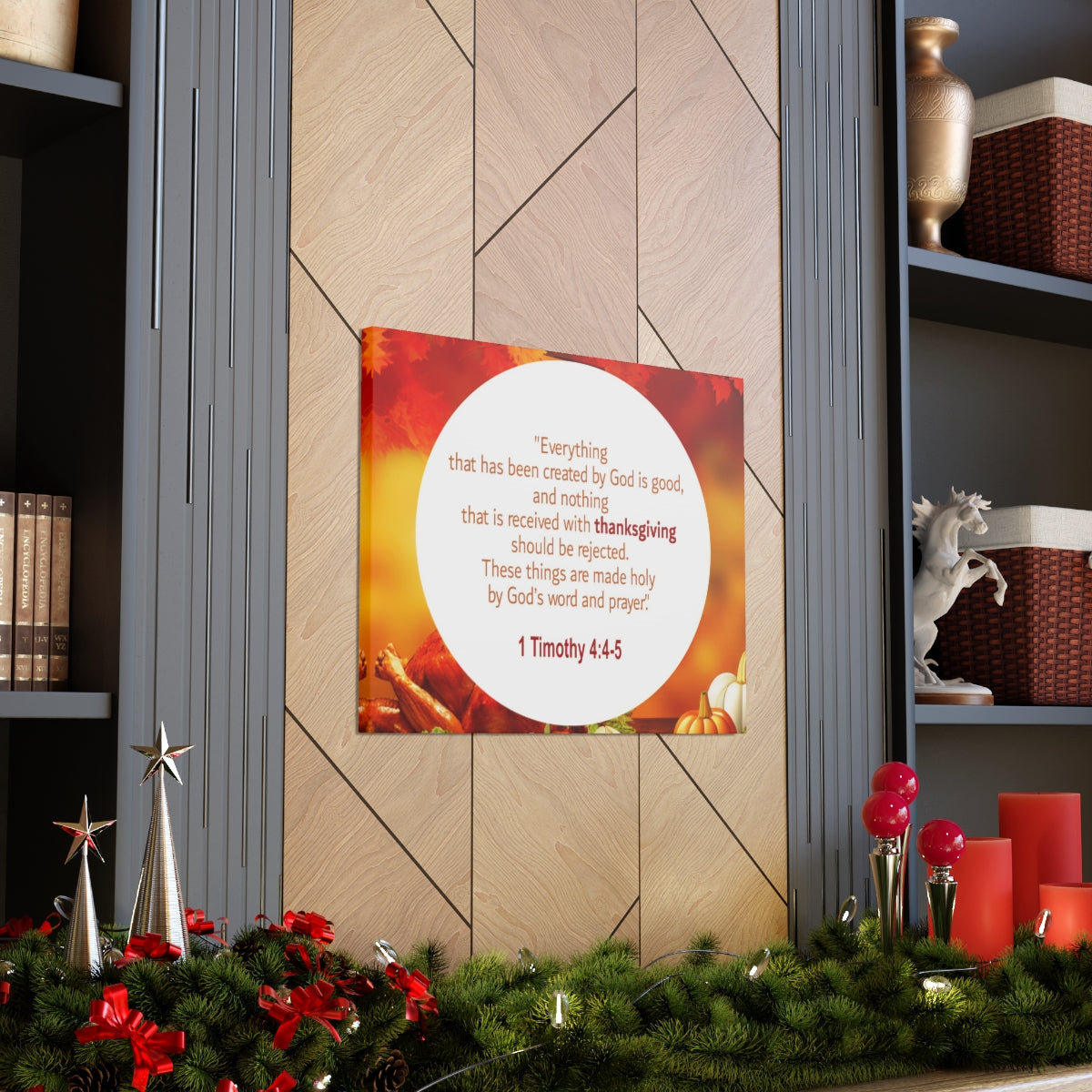 Scripture Walls God Is Good 1 Timothy 4:4-5 Orange Bible Verse Canvas Christian Wall Art Ready to Hang Unframed-Express Your Love Gifts
