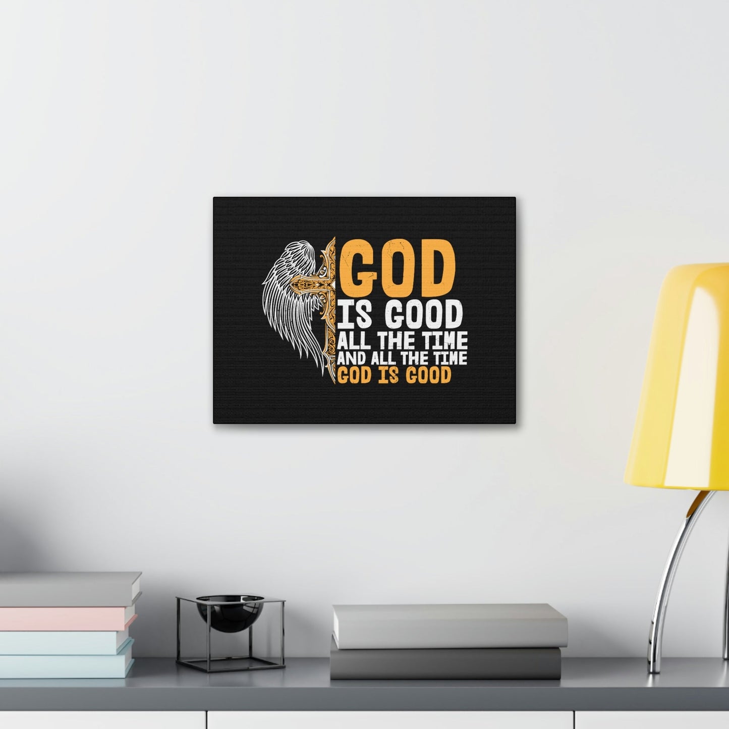 God Is Good Psalm 103:8 Yellow Christian Wall Art Bible Verse Print Ready to Hang Unframed-Express Your Love Gifts