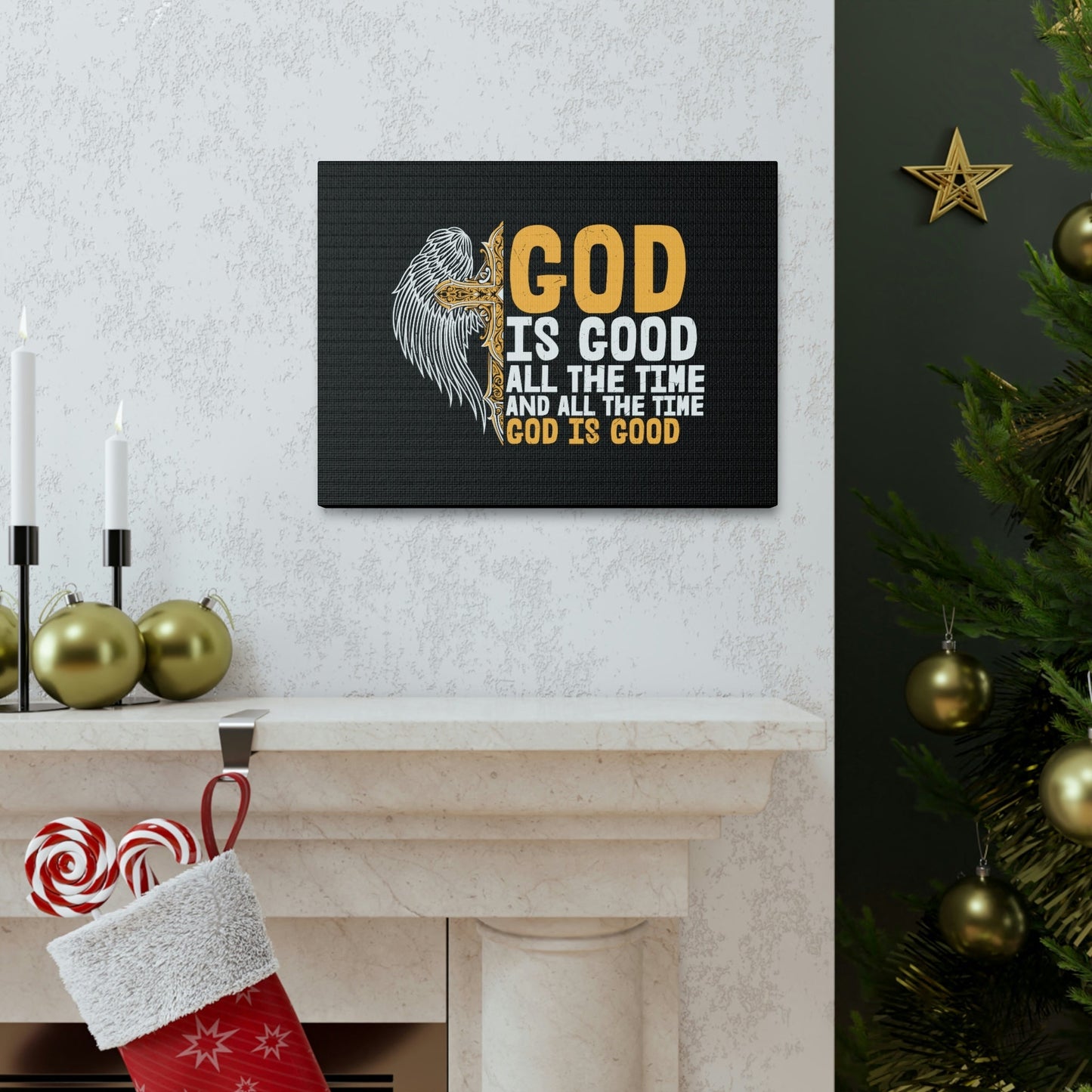 God Is Good Psalm 103:8 Yellow Christian Wall Art Bible Verse Print Ready to Hang Unframed-Express Your Love Gifts
