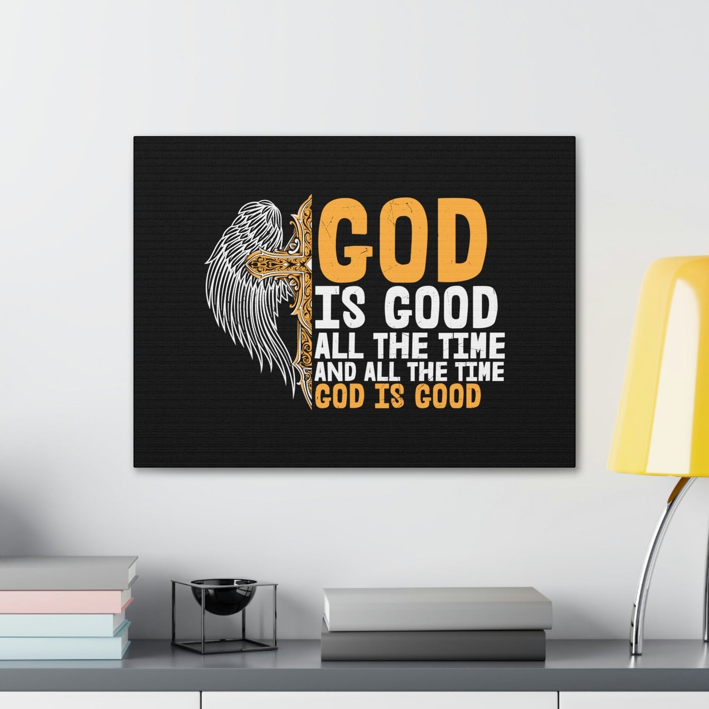 God Is Good Psalm 103:8 Yellow Christian Wall Art Bible Verse Print Ready to Hang Unframed-Express Your Love Gifts