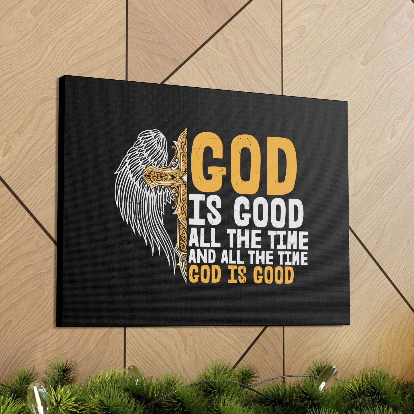 God Is Good Psalm 103:8 Yellow Christian Wall Art Bible Verse Print Ready to Hang Unframed-Express Your Love Gifts