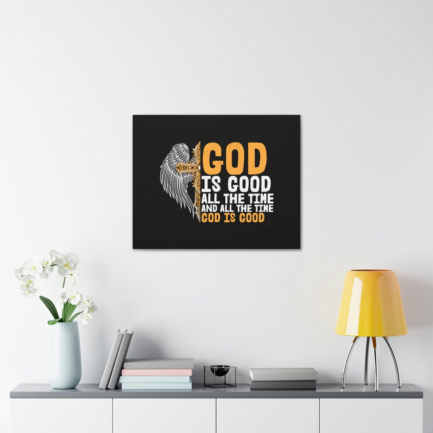 God Is Good Psalm 103:8 Yellow Christian Wall Art Bible Verse Print Ready to Hang Unframed-Express Your Love Gifts