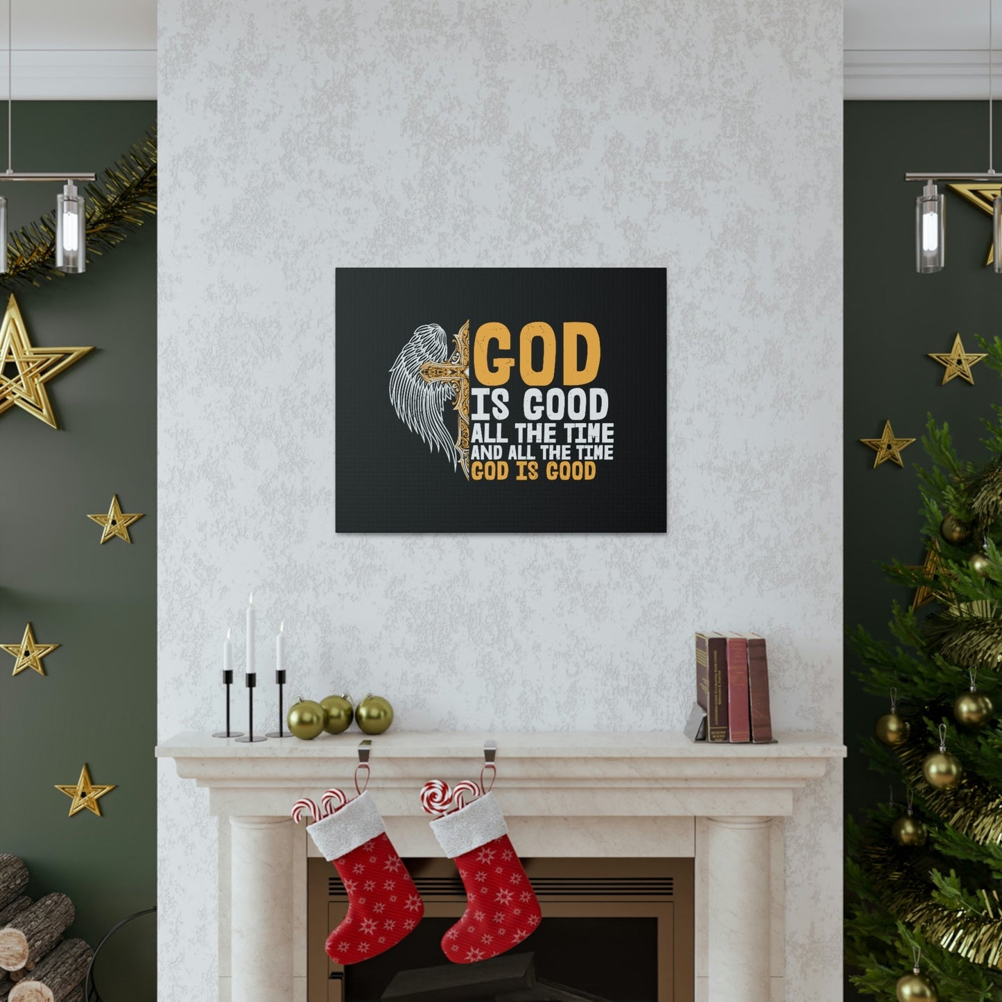 God Is Good Psalm 103:8 Yellow Christian Wall Art Bible Verse Print Ready to Hang Unframed-Express Your Love Gifts