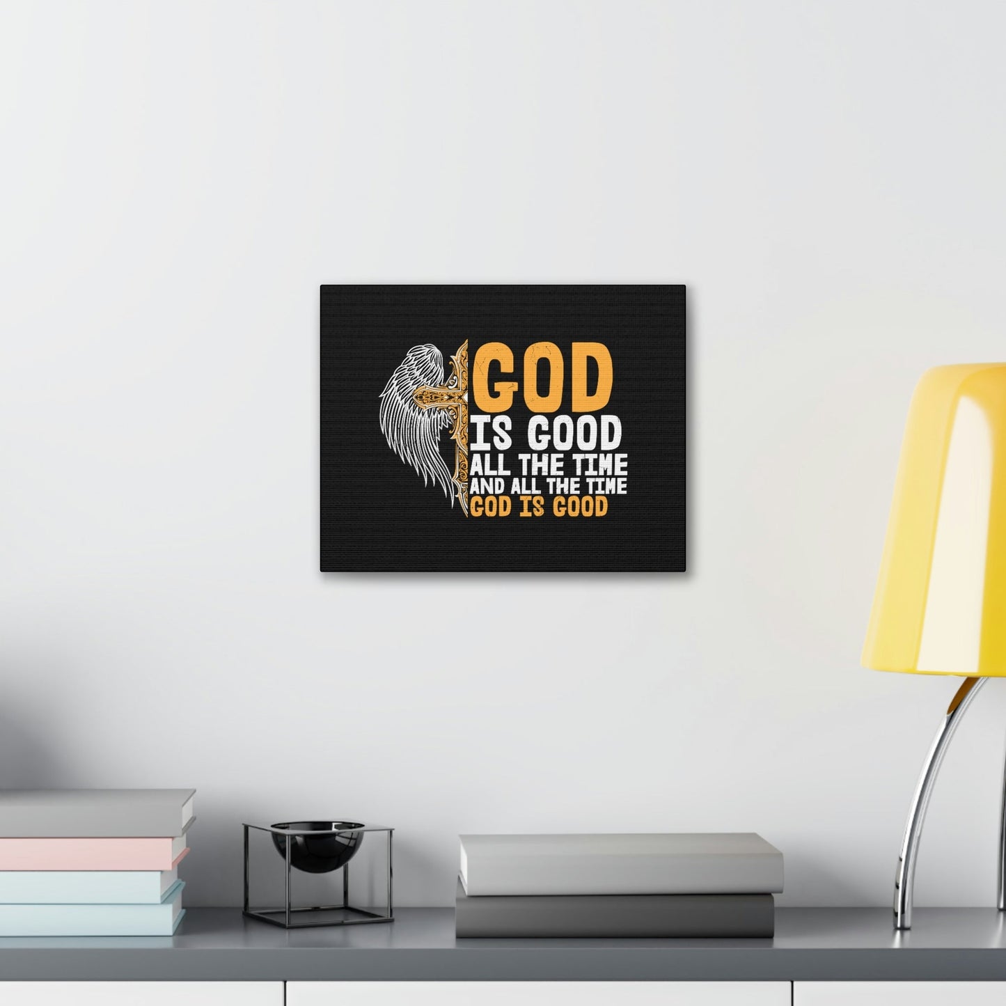 God Is Good Psalm 103:8 Yellow Christian Wall Art Bible Verse Print Ready to Hang Unframed-Express Your Love Gifts