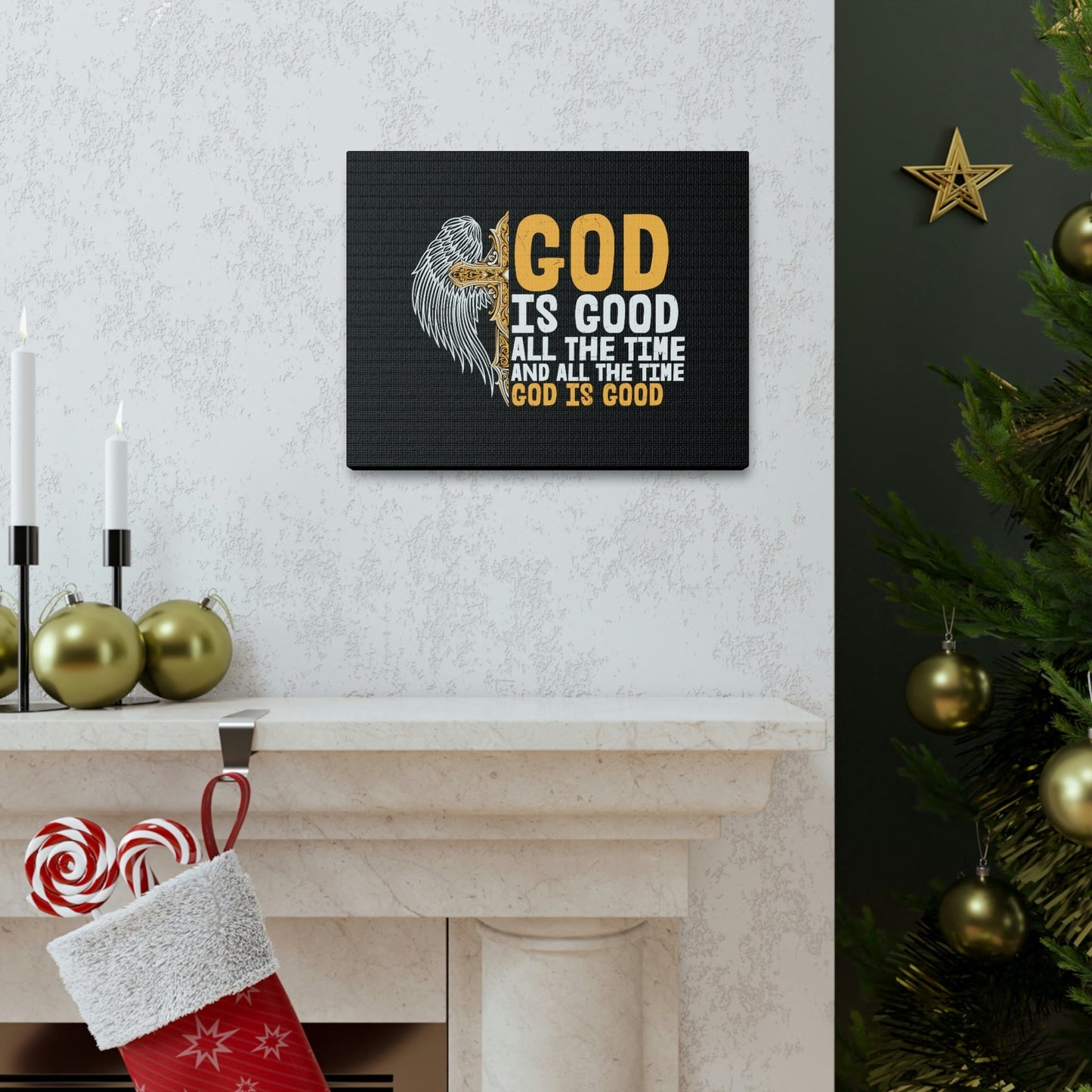 God Is Good Psalm 103:8 Yellow Christian Wall Art Bible Verse Print Ready to Hang Unframed-Express Your Love Gifts