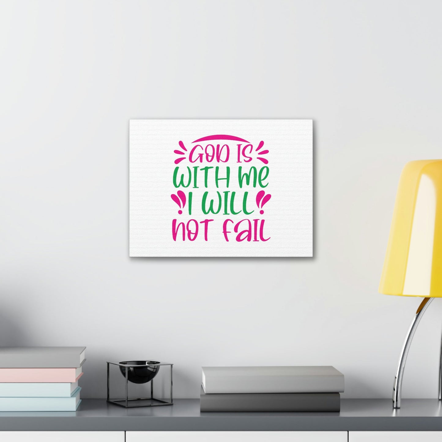 God Is With Me, I Will Not Fail Psalm 46:5 Christian Wall Art Bible Verse Print Ready to Hang Unframed-Express Your Love Gifts