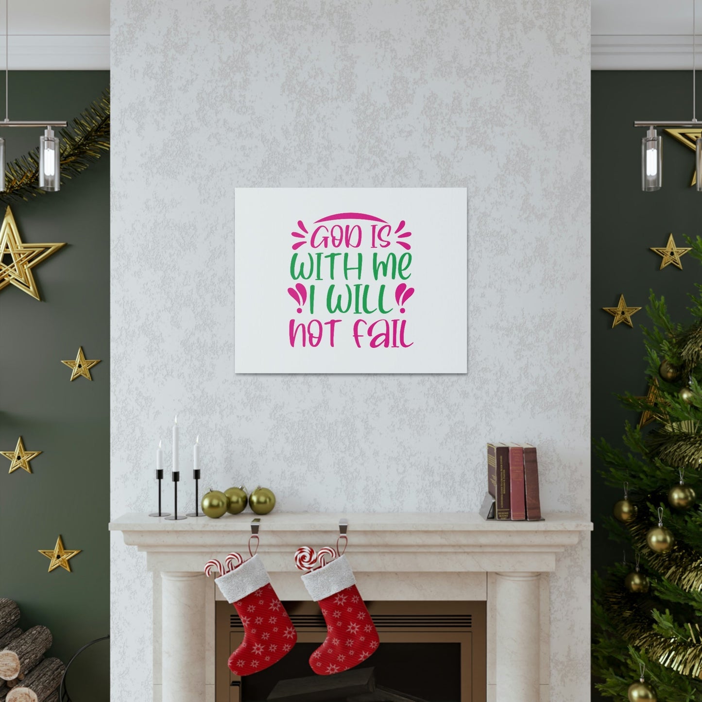 God Is With Me, I Will Not Fail Psalm 46:5 Christian Wall Art Bible Verse Print Ready to Hang Unframed-Express Your Love Gifts