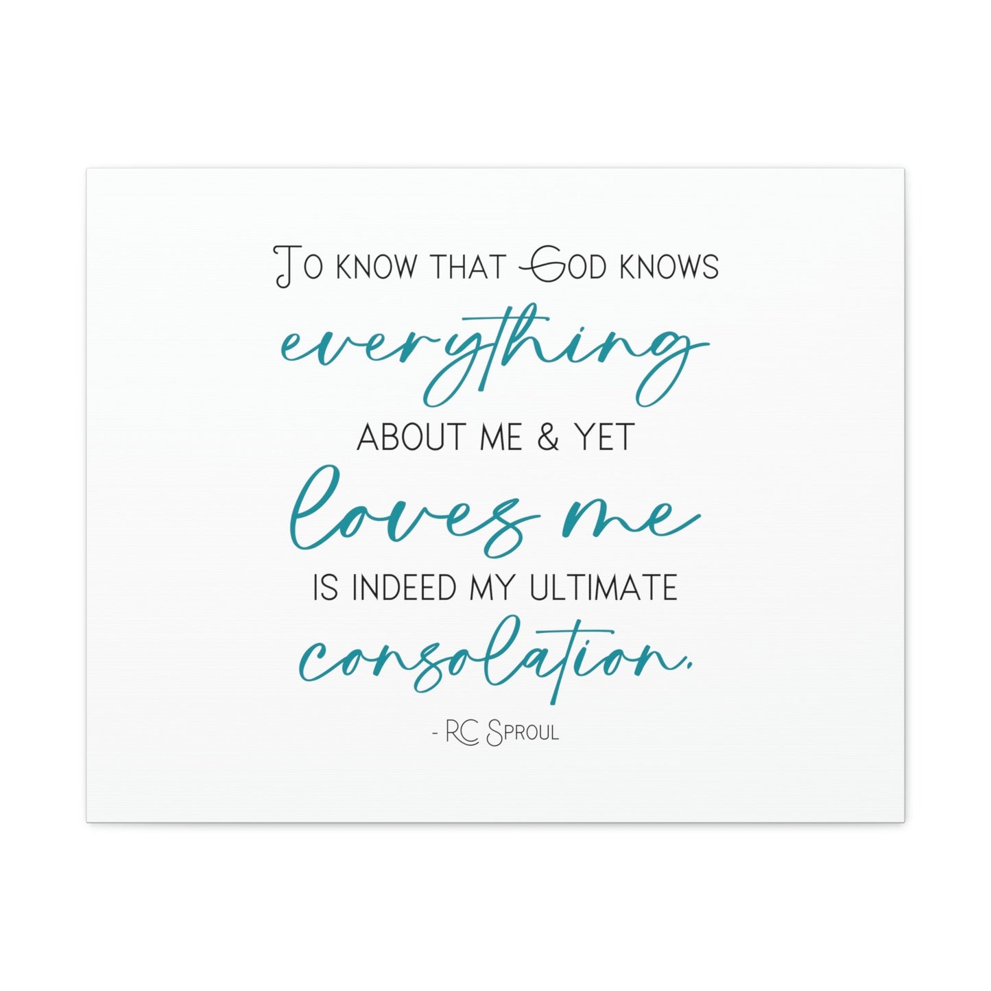 Scripture Walls God Knows Everything RC Sproul John 10:15 Light Blue Bible Canvas Christian Wall Art Ready to Hang Unframed-Express Your Love Gifts