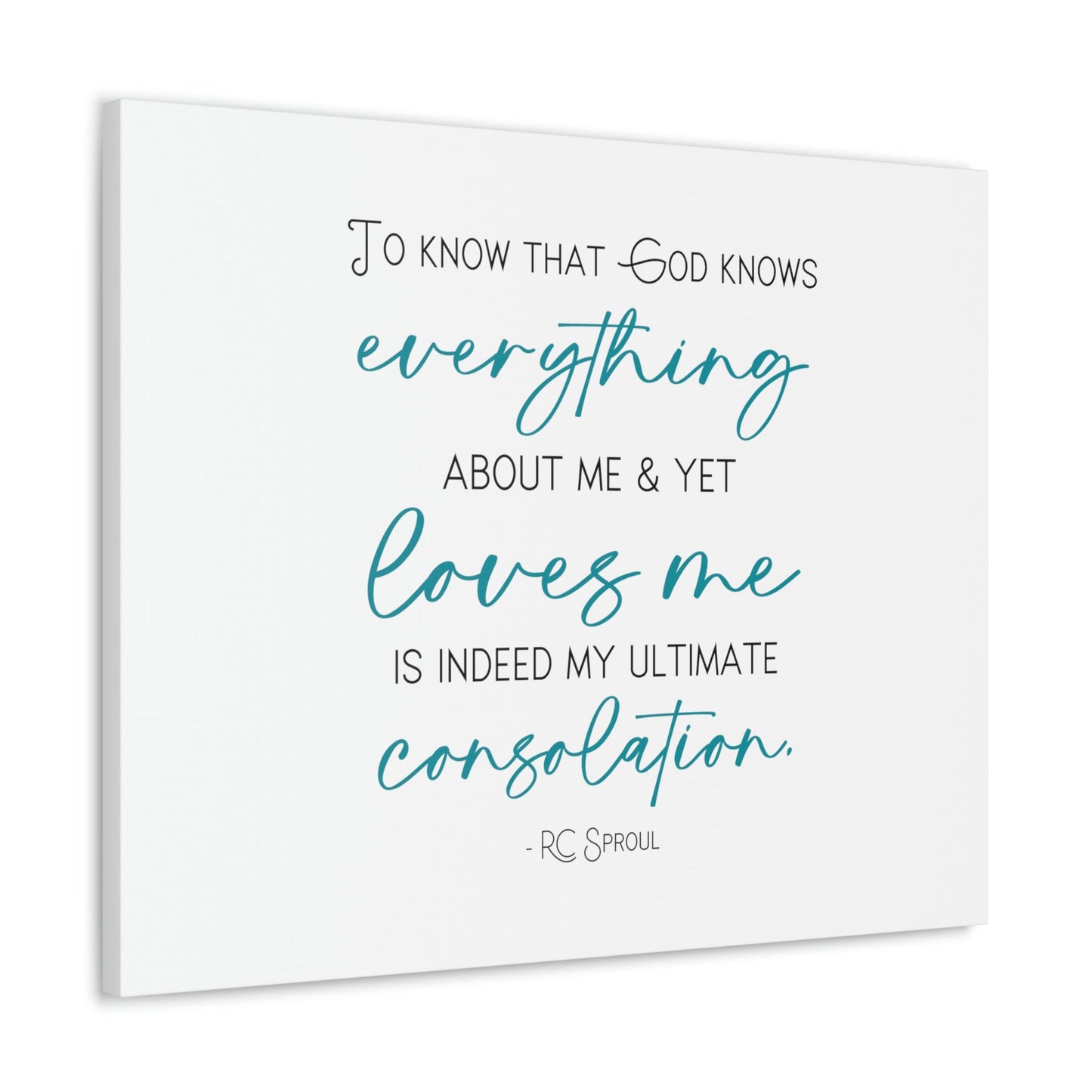 Scripture Walls God Knows Everything RC Sproul John 10:15 Light Blue Bible Canvas Christian Wall Art Ready to Hang Unframed-Express Your Love Gifts