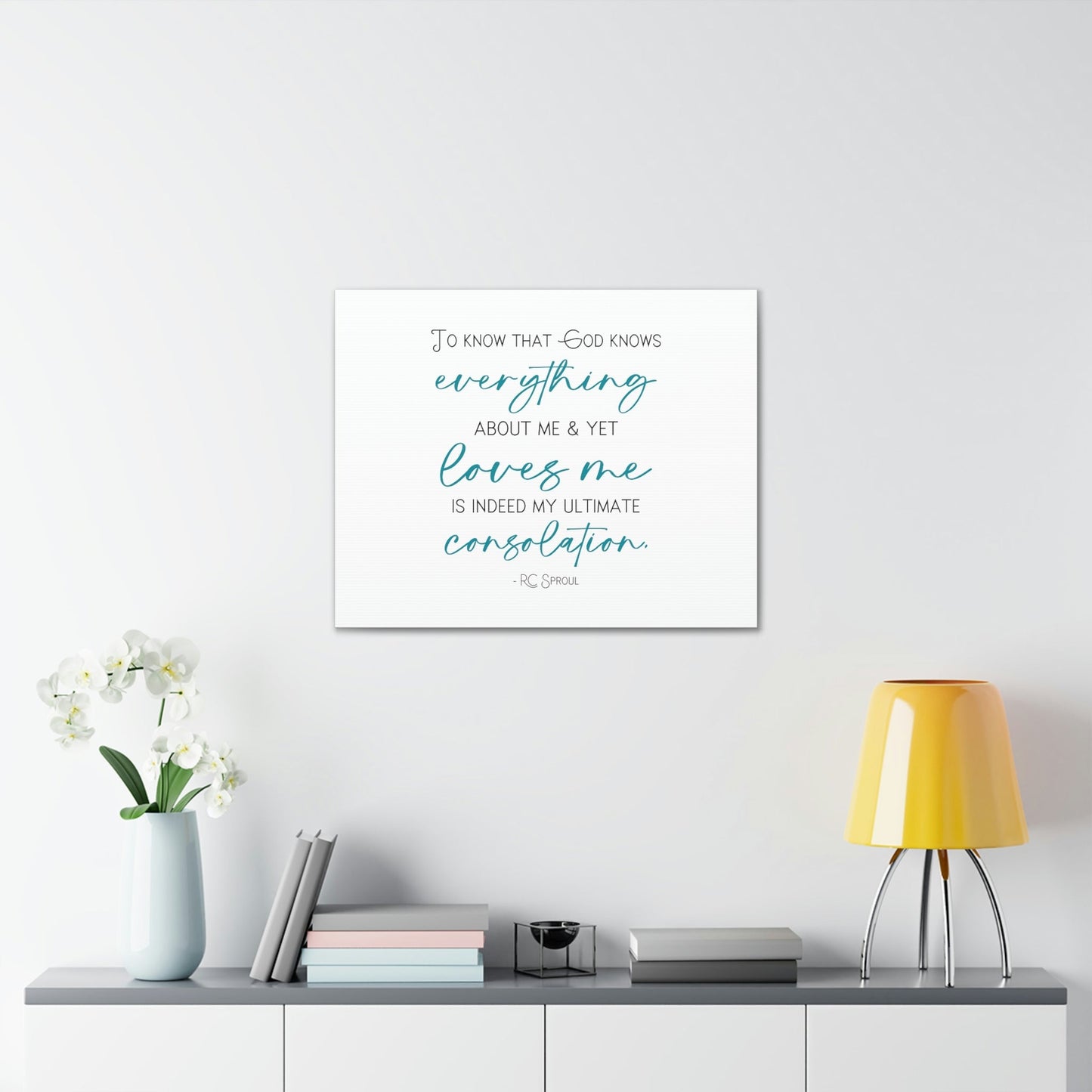 Scripture Walls God Knows Everything RC Sproul John 10:15 Light Blue Bible Canvas Christian Wall Art Ready to Hang Unframed-Express Your Love Gifts