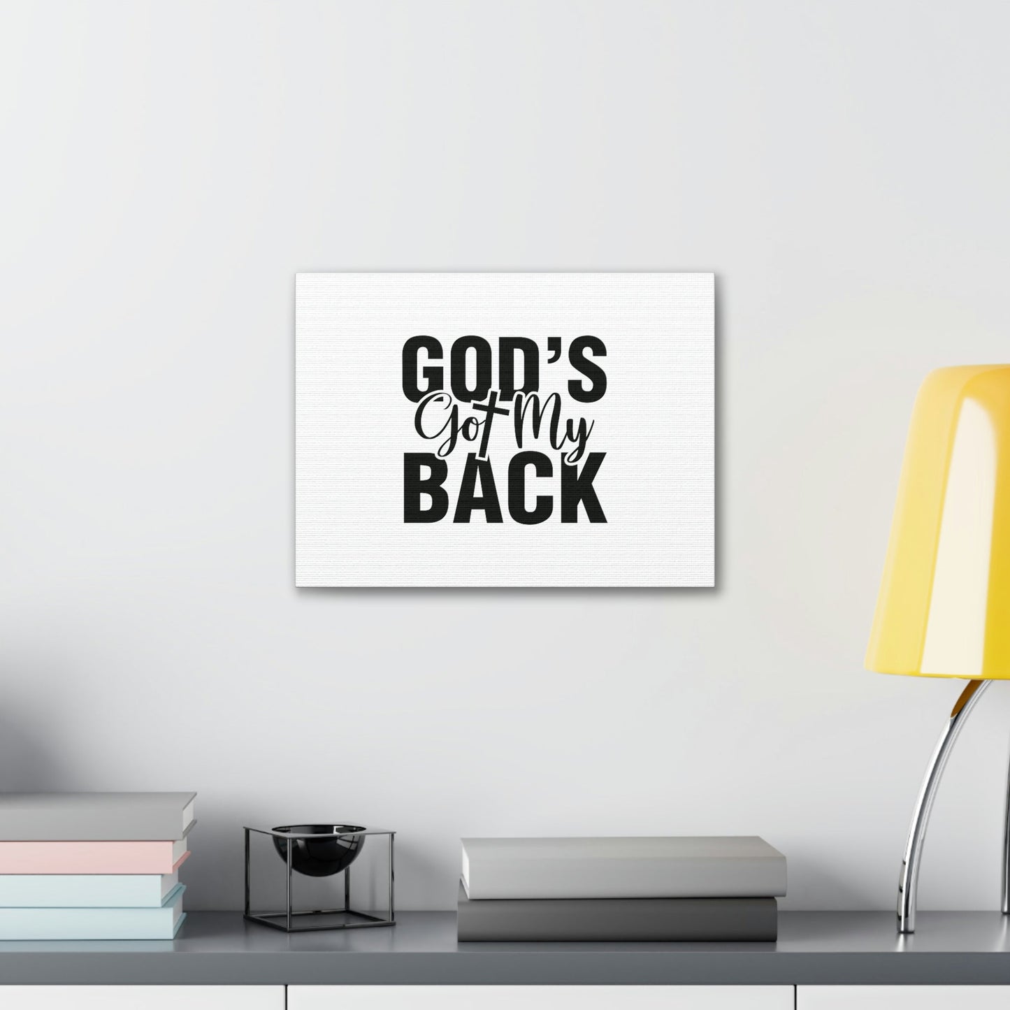 God's Got My Back 1 John 4:16 White Christian Wall Art Bible Verse Print Ready to Hang Unframed-Express Your Love Gifts