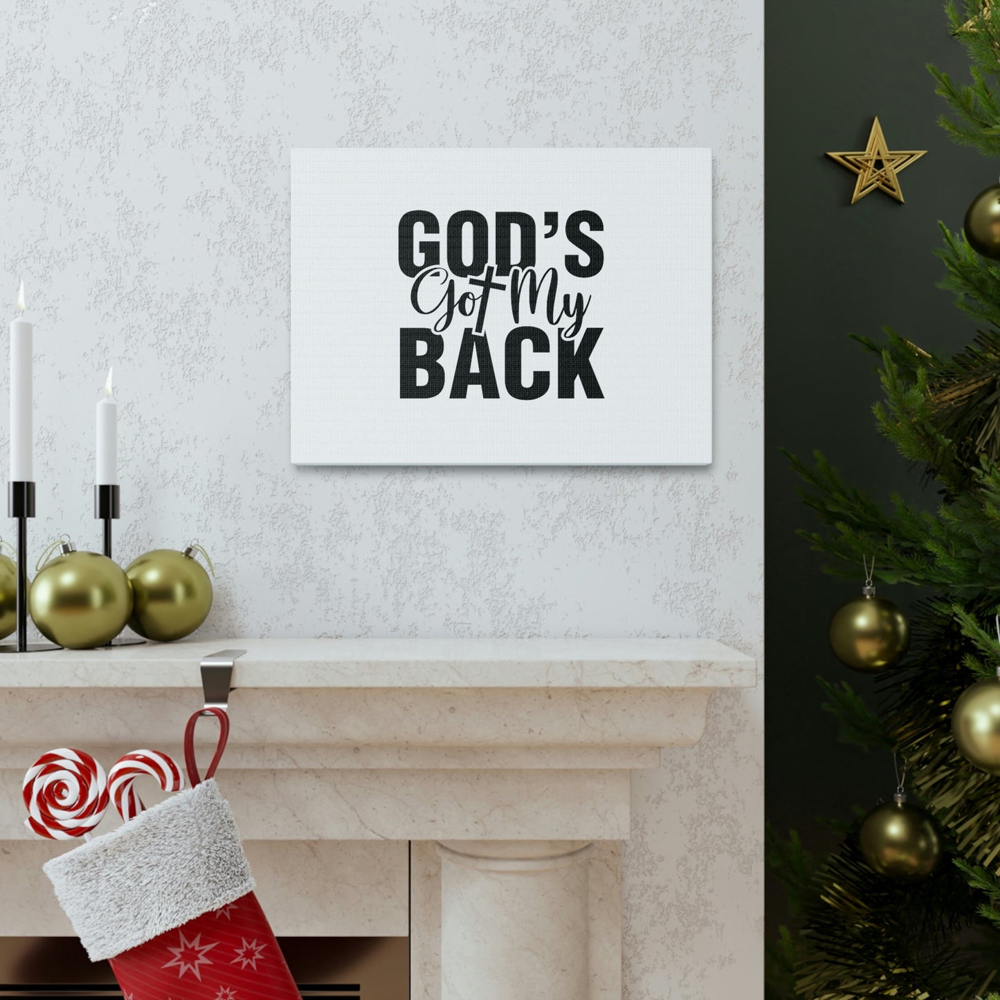 God's Got My Back 1 John 4:16 White Christian Wall Art Bible Verse Print Ready to Hang Unframed-Express Your Love Gifts