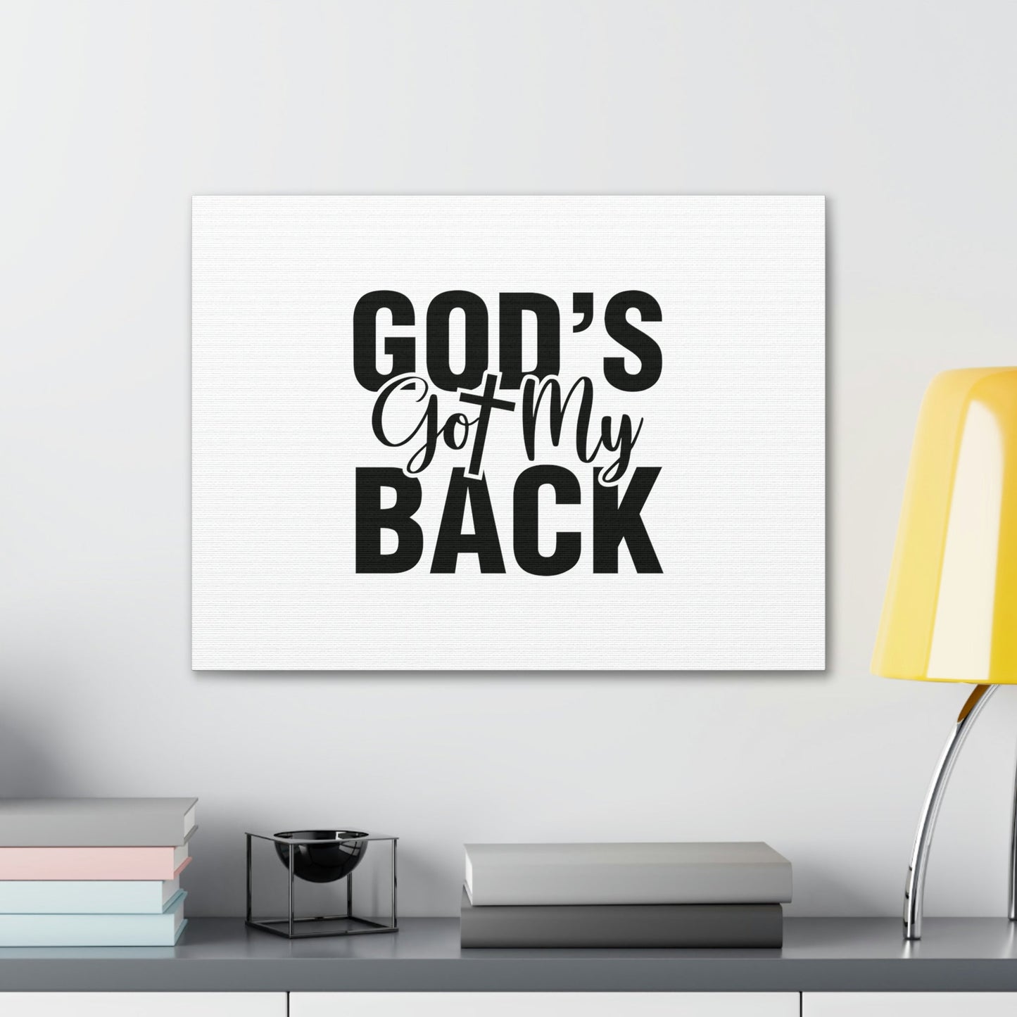 God's Got My Back 1 John 4:16 White Christian Wall Art Bible Verse Print Ready to Hang Unframed-Express Your Love Gifts