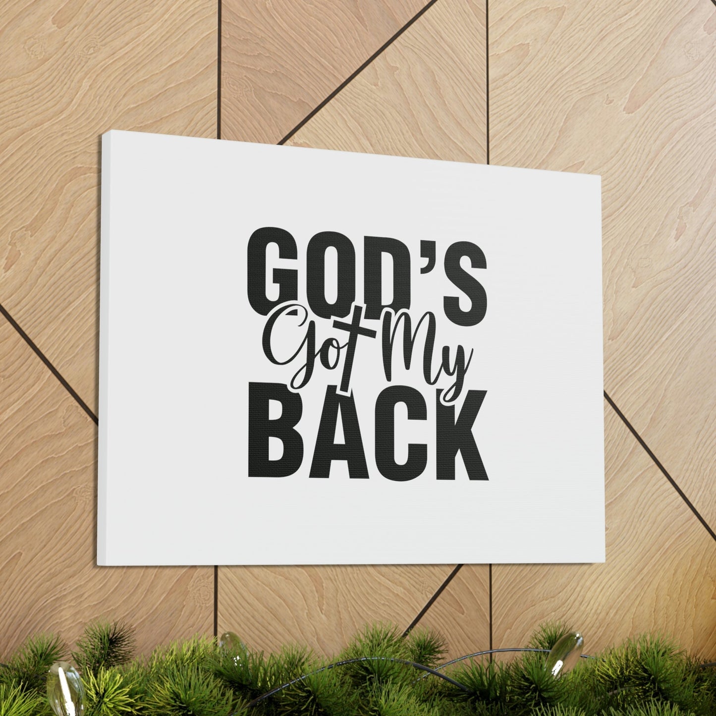 God's Got My Back 1 John 4:16 White Christian Wall Art Bible Verse Print Ready to Hang Unframed-Express Your Love Gifts