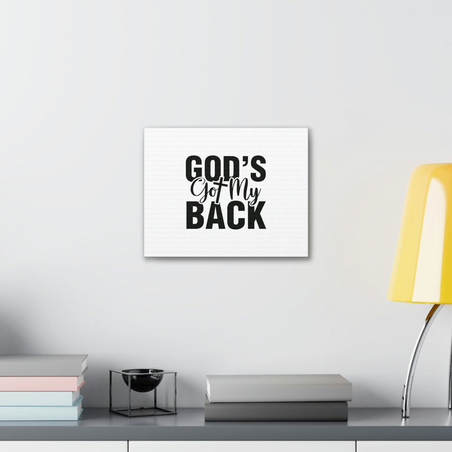 God's Got My Back 1 John 4:16 White Christian Wall Art Bible Verse Print Ready to Hang Unframed-Express Your Love Gifts