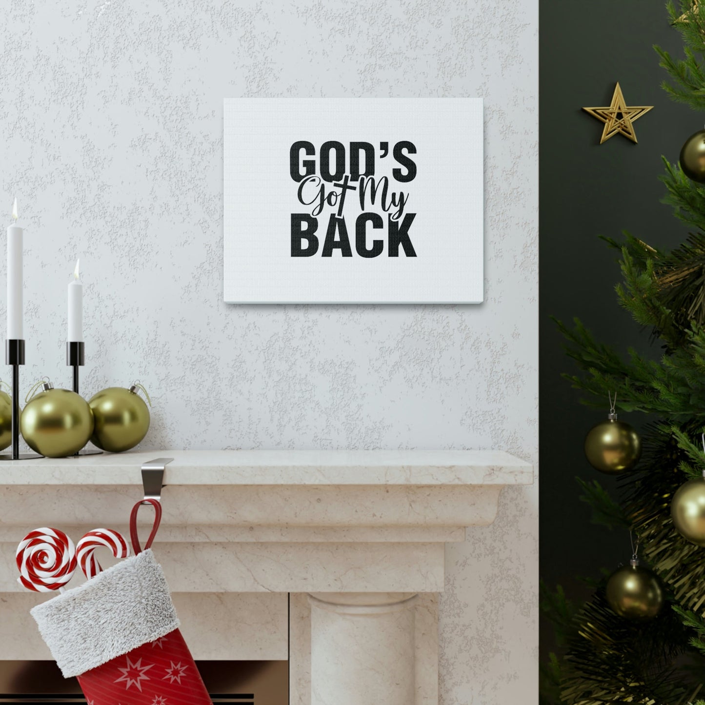 God's Got My Back 1 John 4:16 White Christian Wall Art Bible Verse Print Ready to Hang Unframed-Express Your Love Gifts