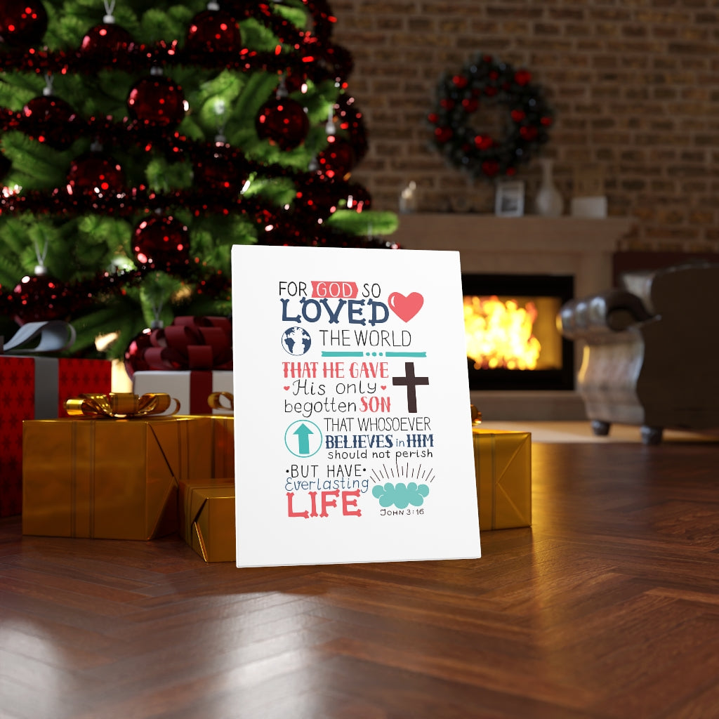 God So Loved John 3:16 Bible Verse Canvas Christian Wall Art Ready to Hang Unframed-Express Your Love Gifts