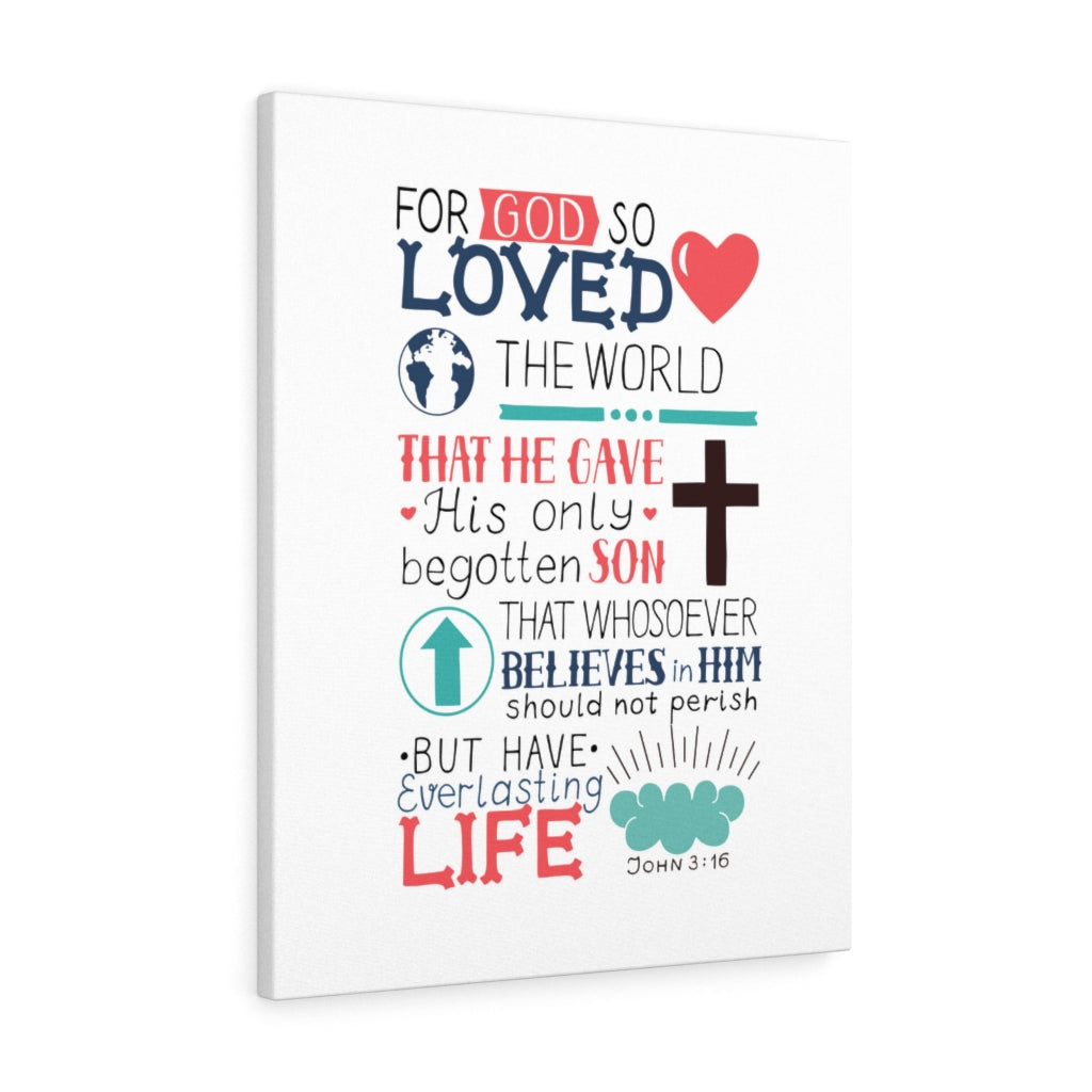 God So Loved John 3:16 Bible Verse Canvas Christian Wall Art Ready to Hang Unframed-Express Your Love Gifts
