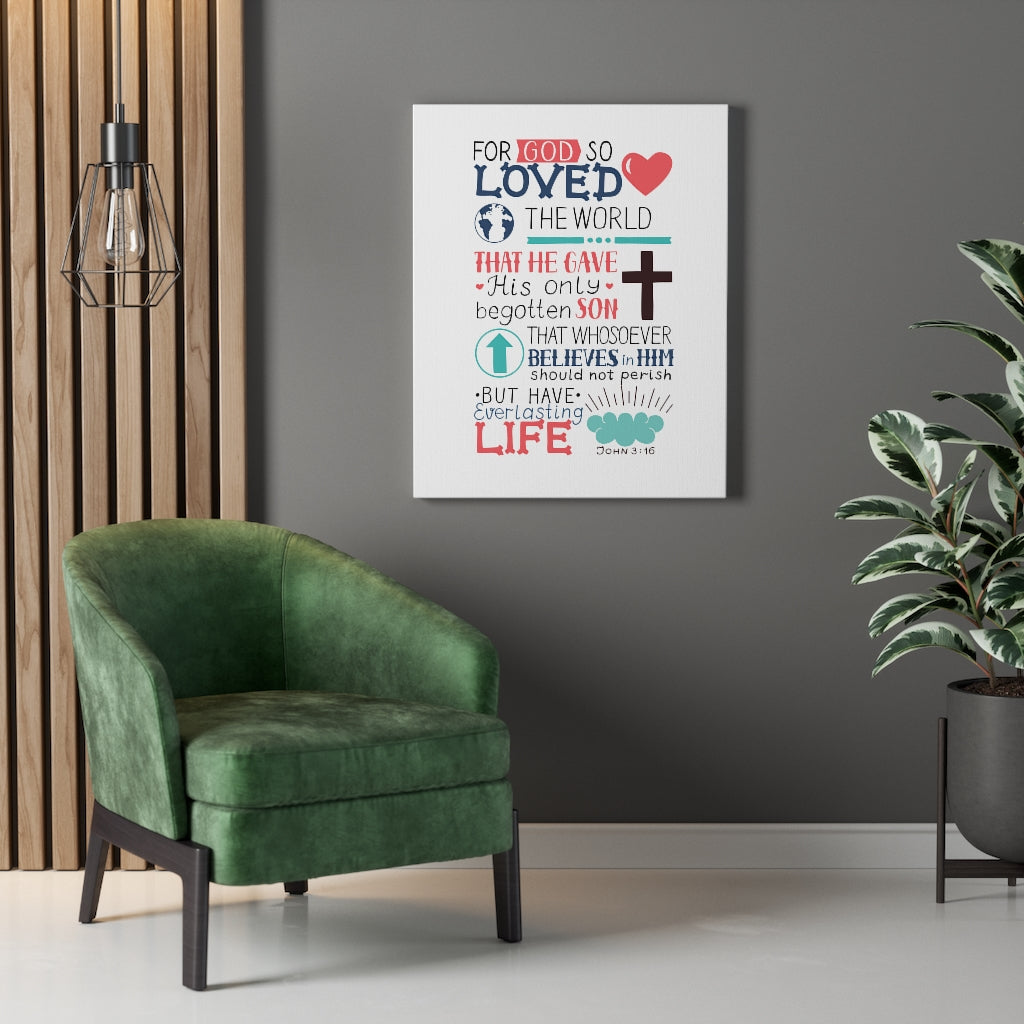 God So Loved John 3:16 Bible Verse Canvas Christian Wall Art Ready to Hang Unframed-Express Your Love Gifts