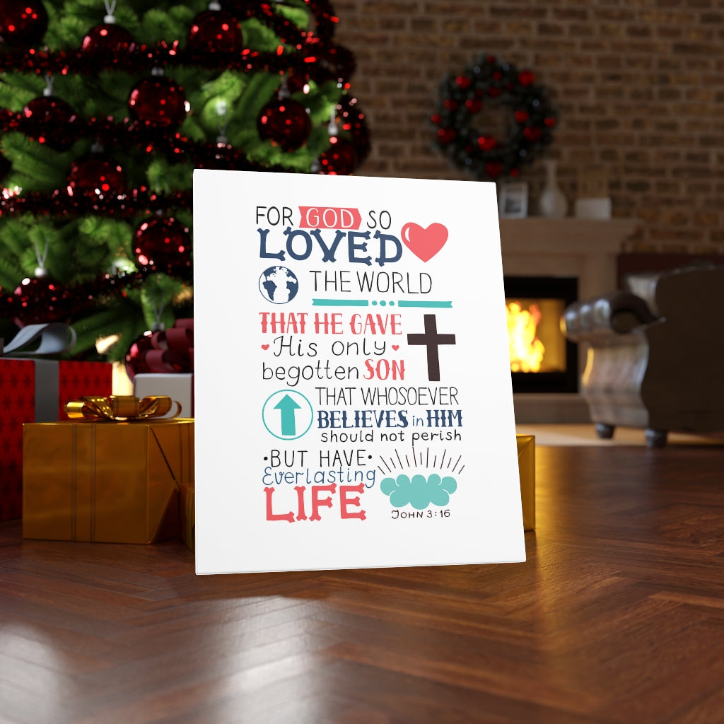 God So Loved John 3:16 Bible Verse Canvas Christian Wall Art Ready to Hang Unframed-Express Your Love Gifts