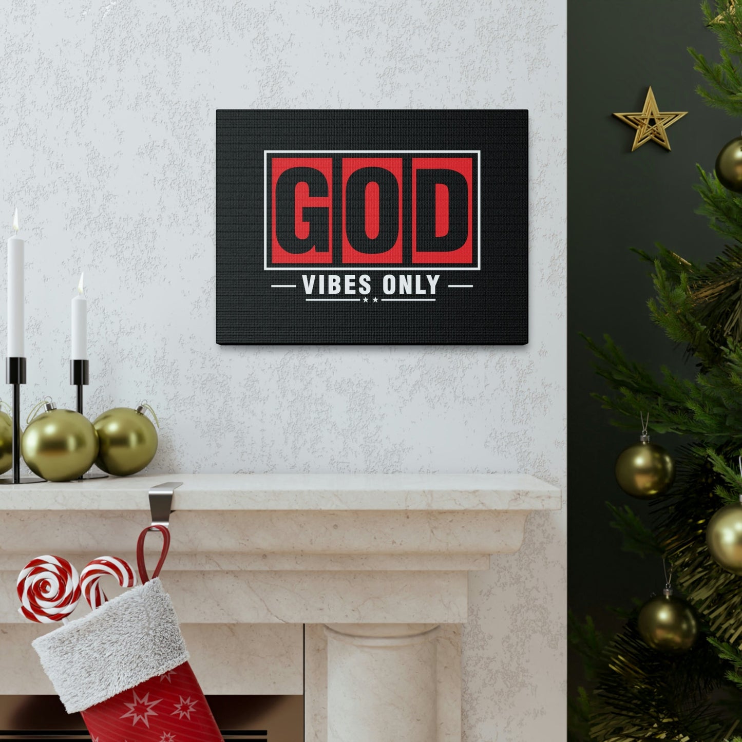 God Vibes Only Romans 15:13 Red Christian Wall Art Bible Verse Print Ready to Hang Unframed-Express Your Love Gifts
