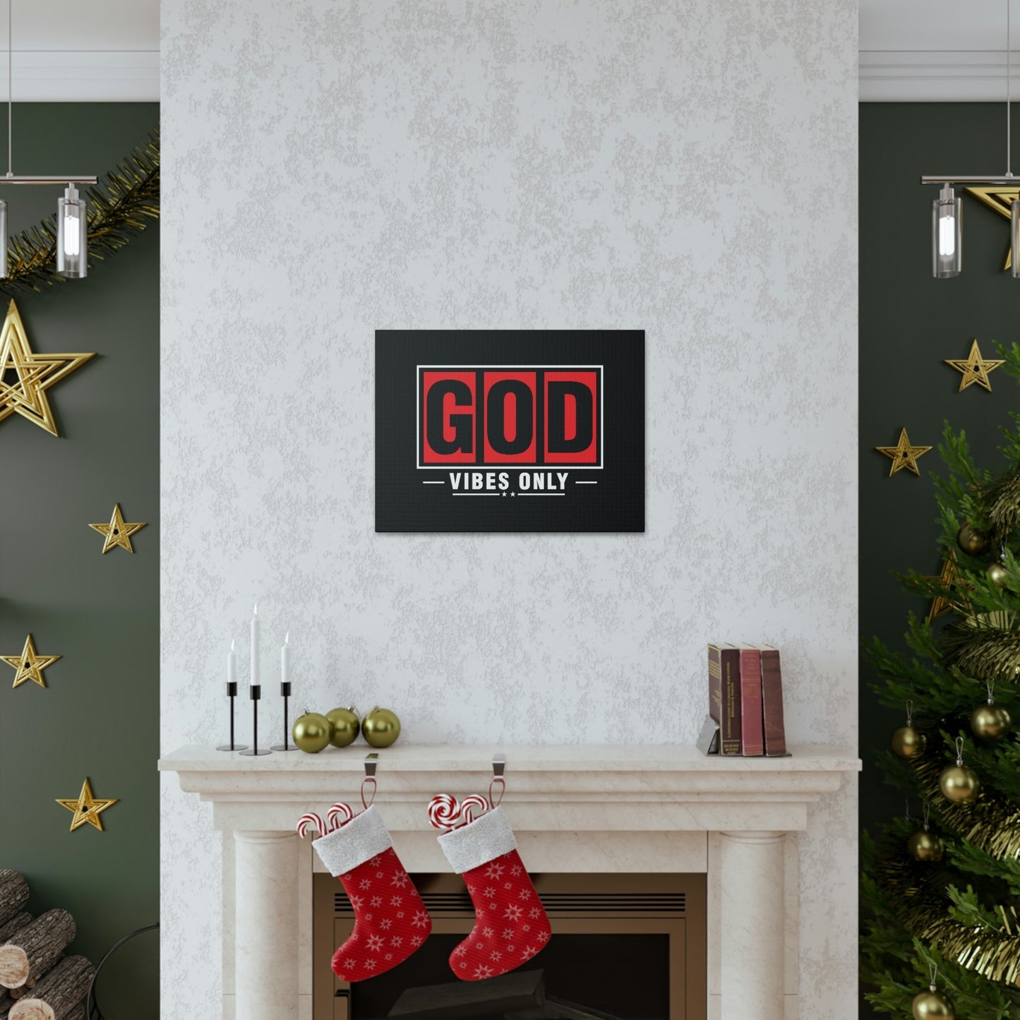 God Vibes Only Romans 15:13 Red Christian Wall Art Bible Verse Print Ready to Hang Unframed-Express Your Love Gifts