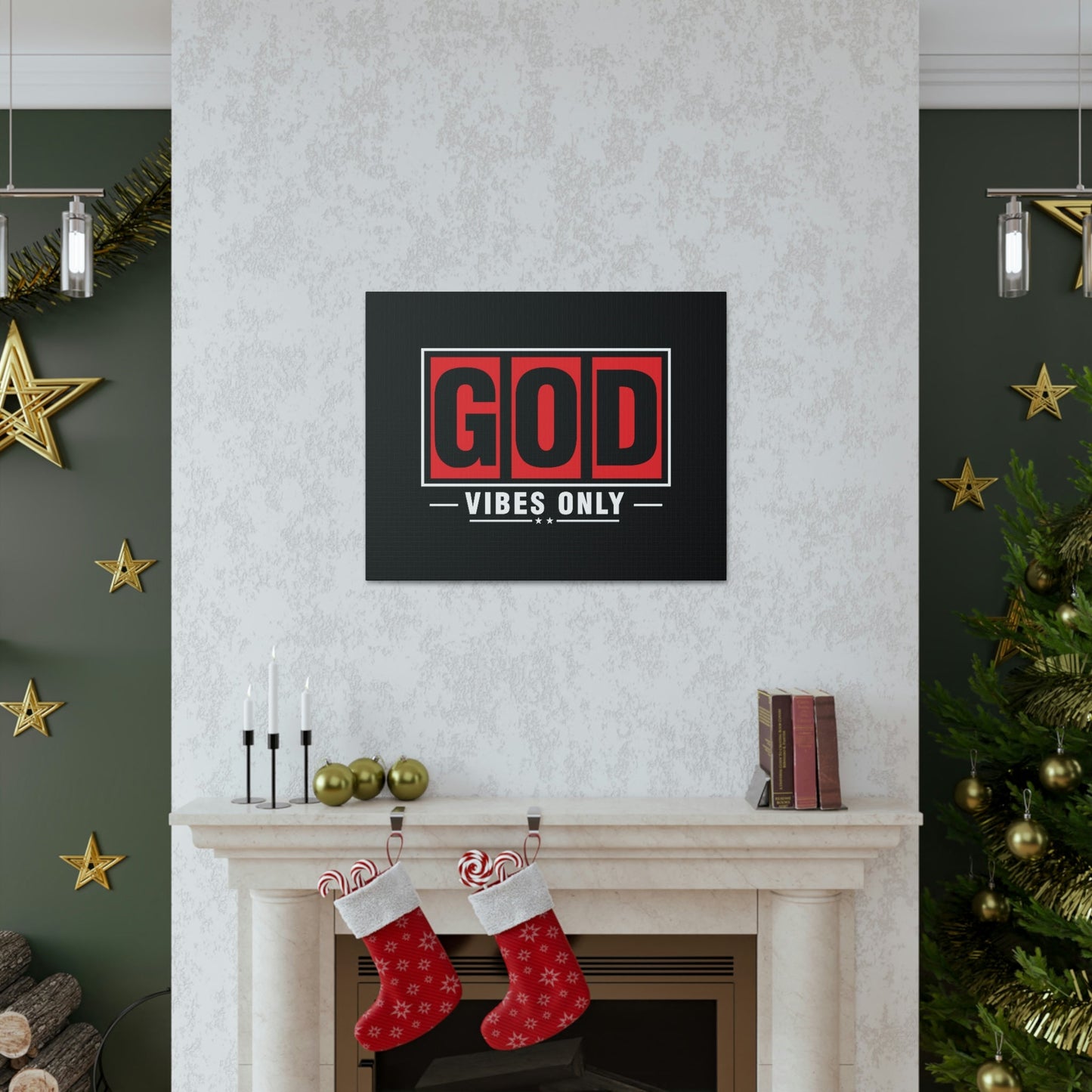 God Vibes Only Romans 15:13 Red Christian Wall Art Bible Verse Print Ready to Hang Unframed-Express Your Love Gifts