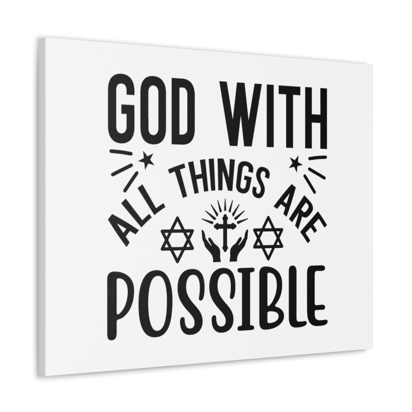 God With All Things Are Possible Luke 1:37 Christian Wall Art Bible Verse Print Ready to Hang Unframed-Express Your Love Gifts