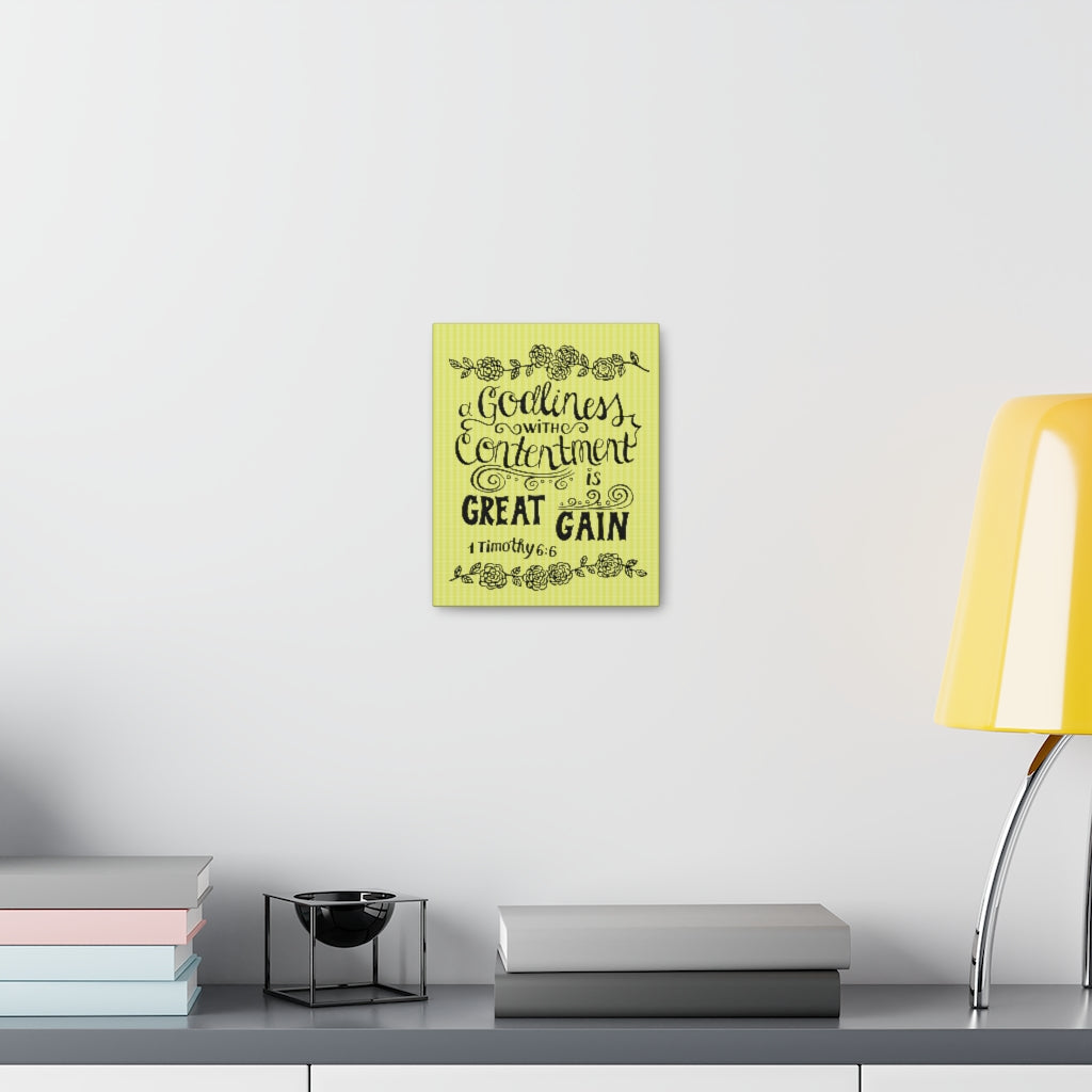 Scripture Walls Godliness With Contentment Is Great Gain 1 Timothy 6:6 Bible Verse Canvas Christian Wall Art Ready To Hang Unframed-Express Your Love Gifts