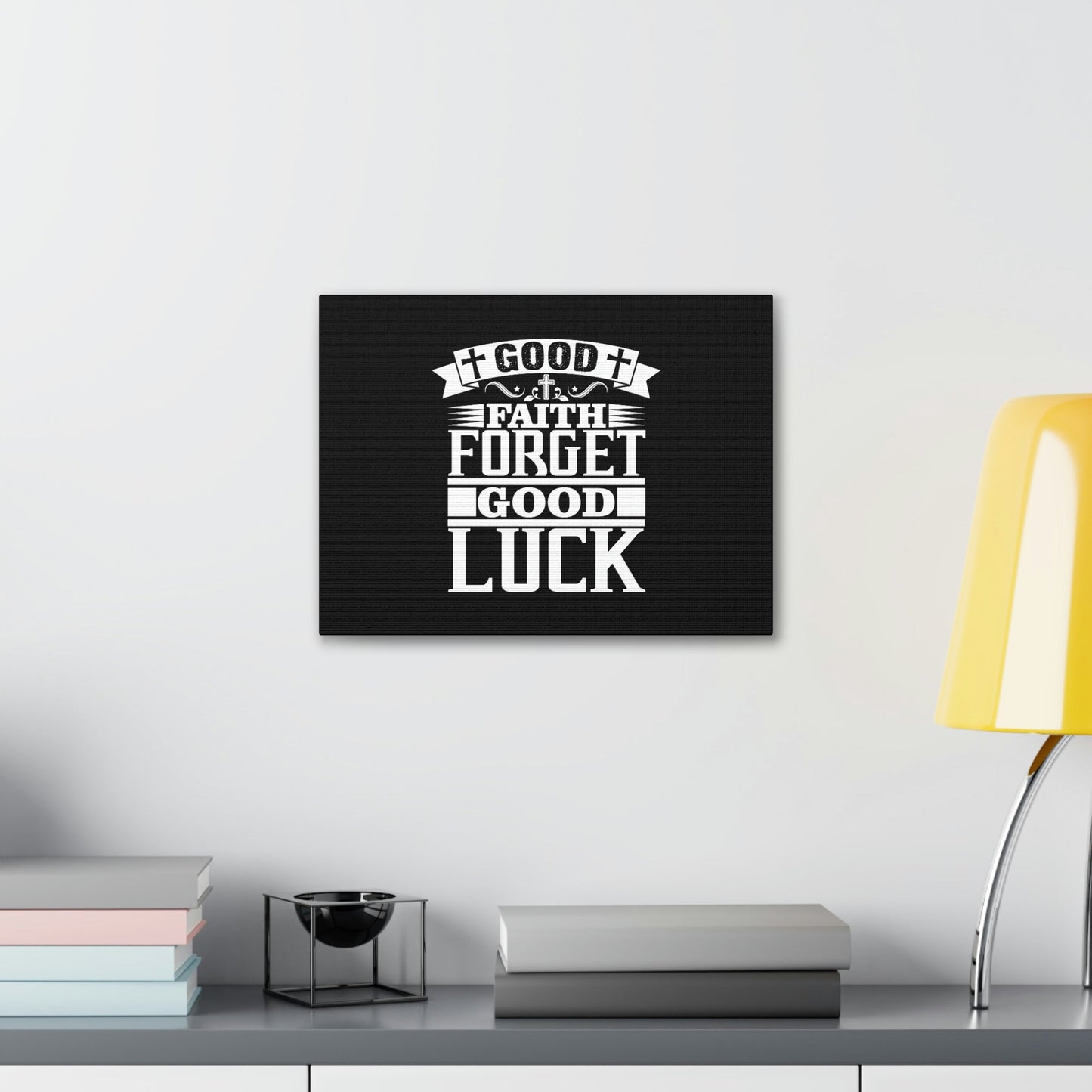 Good Luck Hebrews 11:1 Cross Black Christian Wall Art Bible Verse Print Ready to Hang Unframed-Express Your Love Gifts