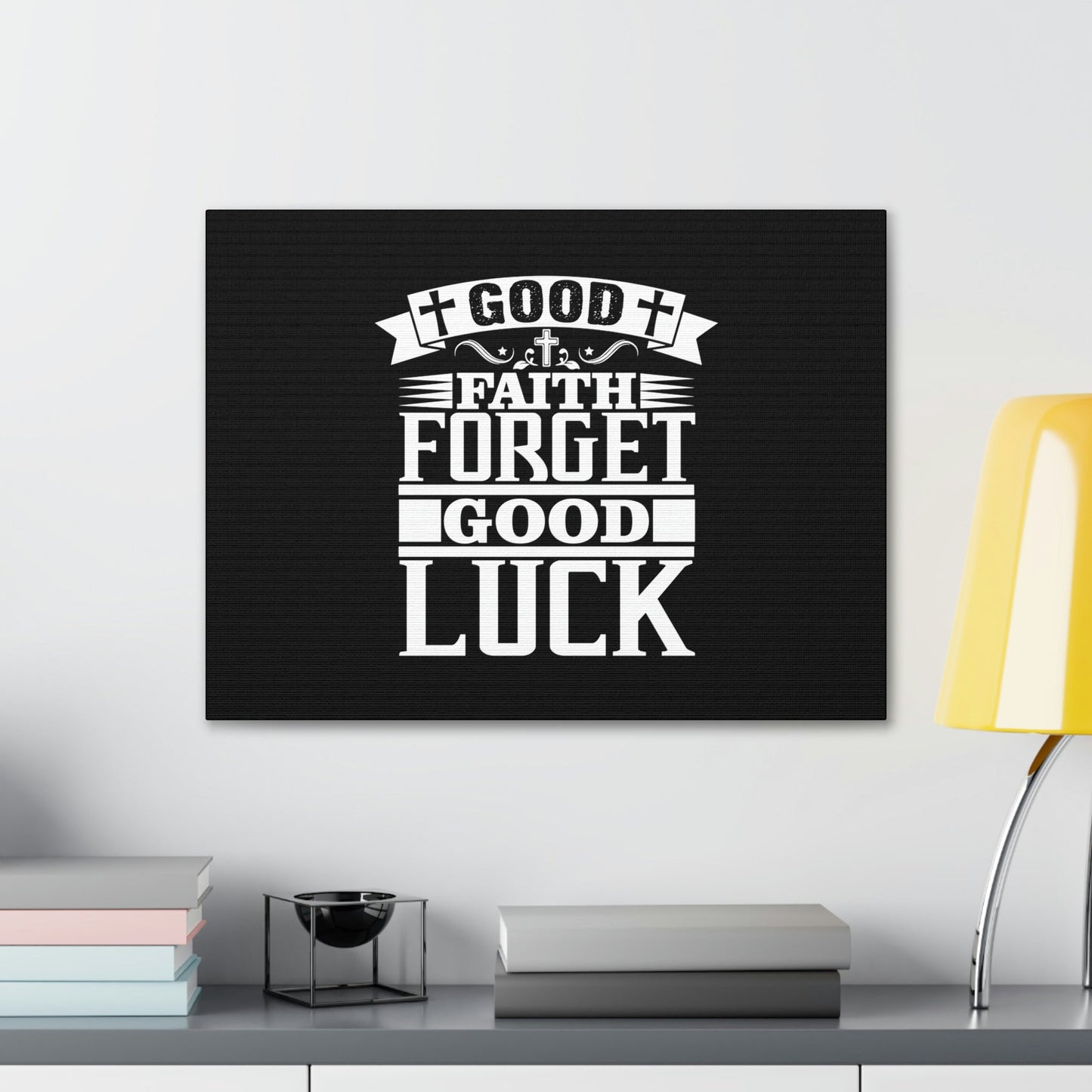 Good Luck Hebrews 11:1 Cross Black Christian Wall Art Bible Verse Print Ready to Hang Unframed-Express Your Love Gifts