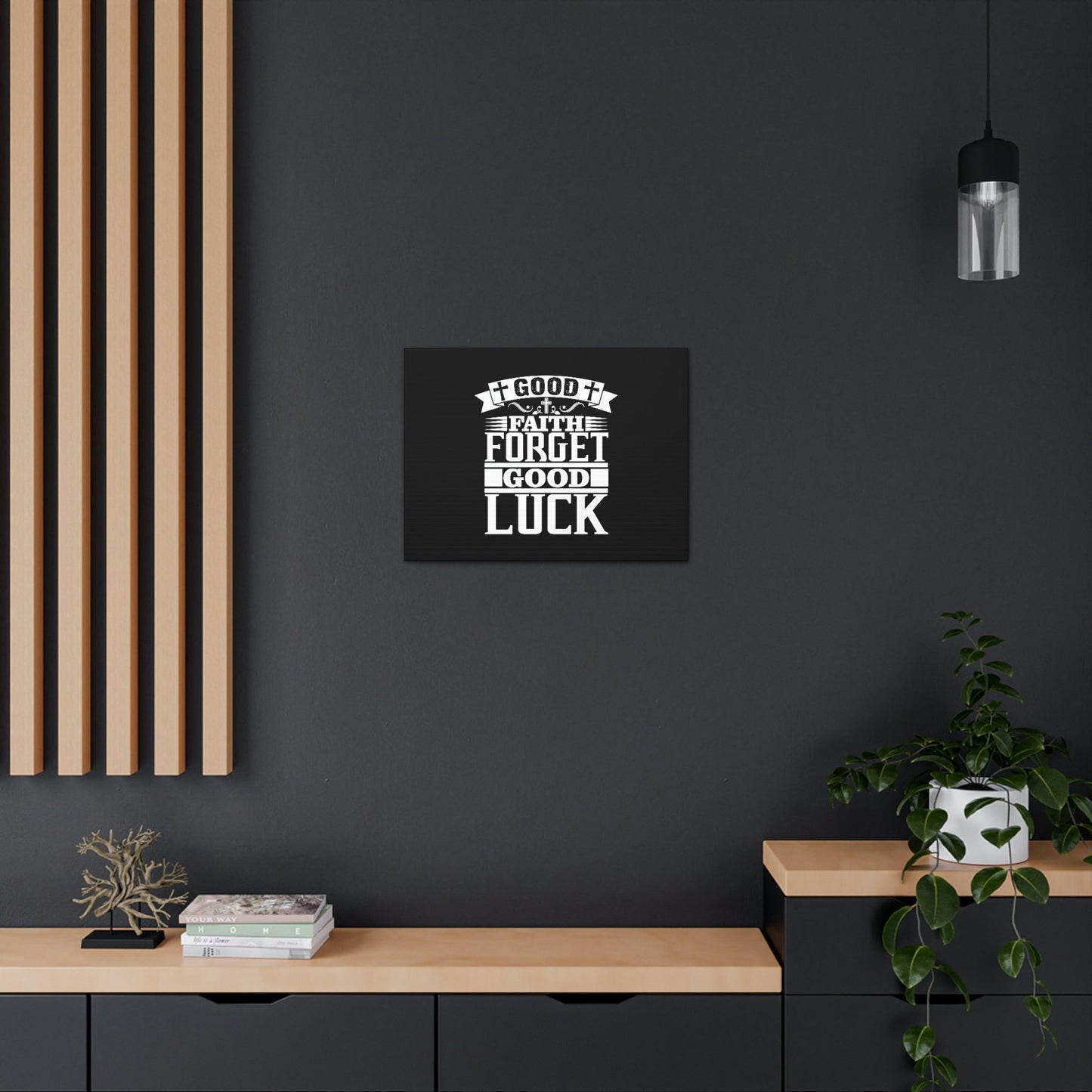 Good Luck Hebrews 11:1 Cross Black Christian Wall Art Bible Verse Print Ready to Hang Unframed-Express Your Love Gifts