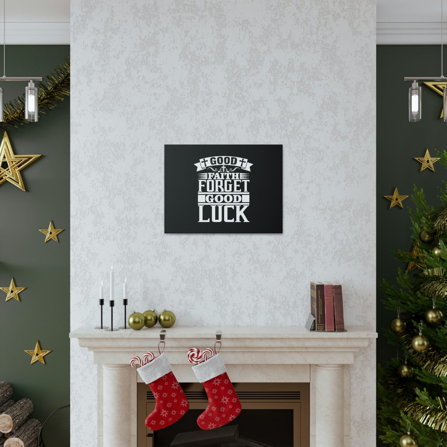 Good Luck Hebrews 11:1 Cross Black Christian Wall Art Bible Verse Print Ready to Hang Unframed-Express Your Love Gifts