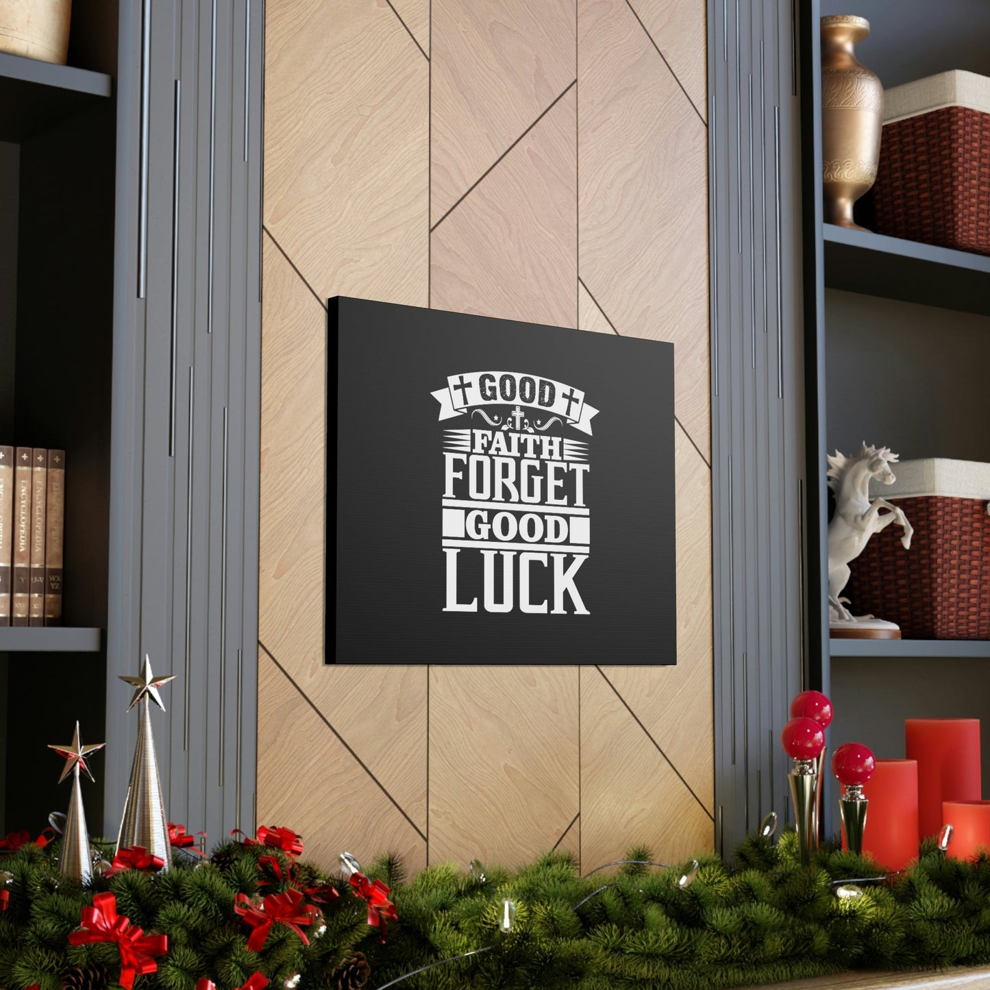 Good Luck Hebrews 11:1 Cross Black Christian Wall Art Bible Verse Print Ready to Hang Unframed-Express Your Love Gifts