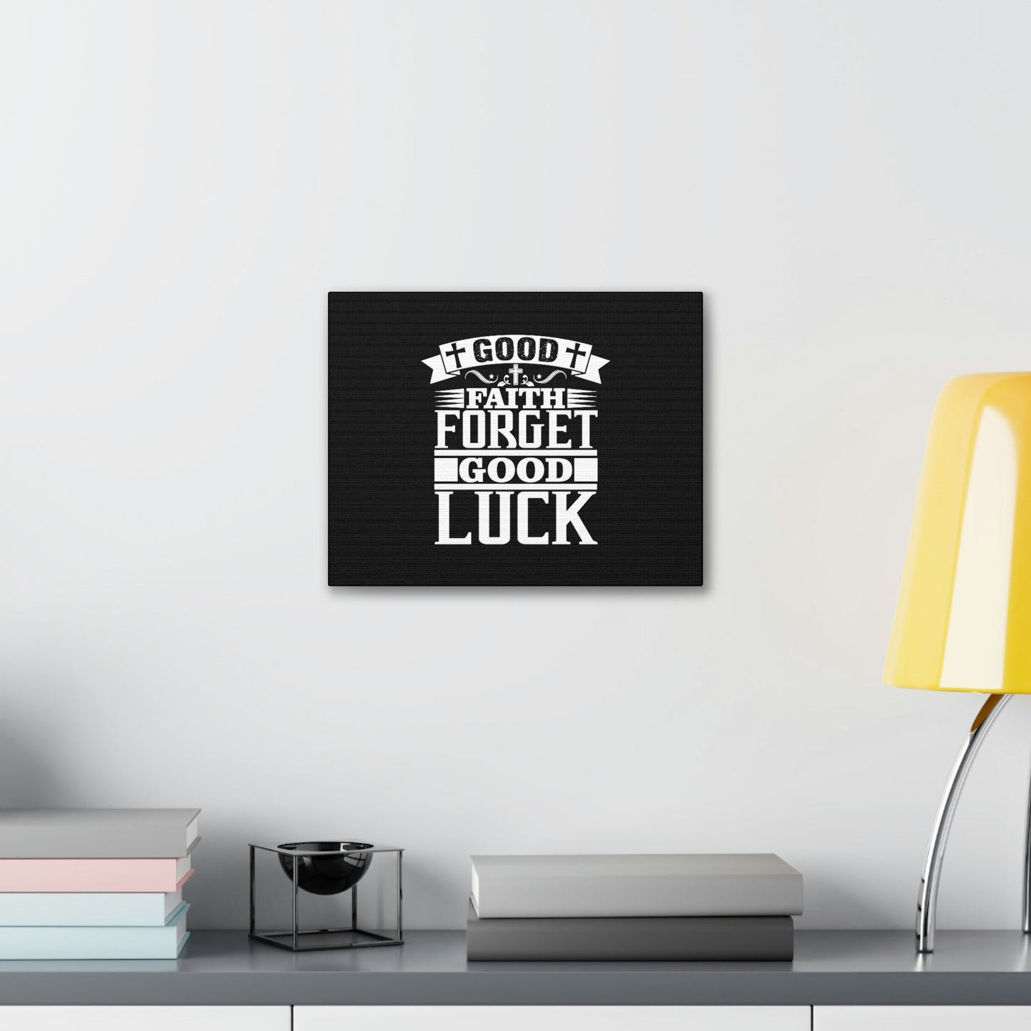 Good Luck Hebrews 11:1 Cross Black Christian Wall Art Bible Verse Print Ready to Hang Unframed-Express Your Love Gifts