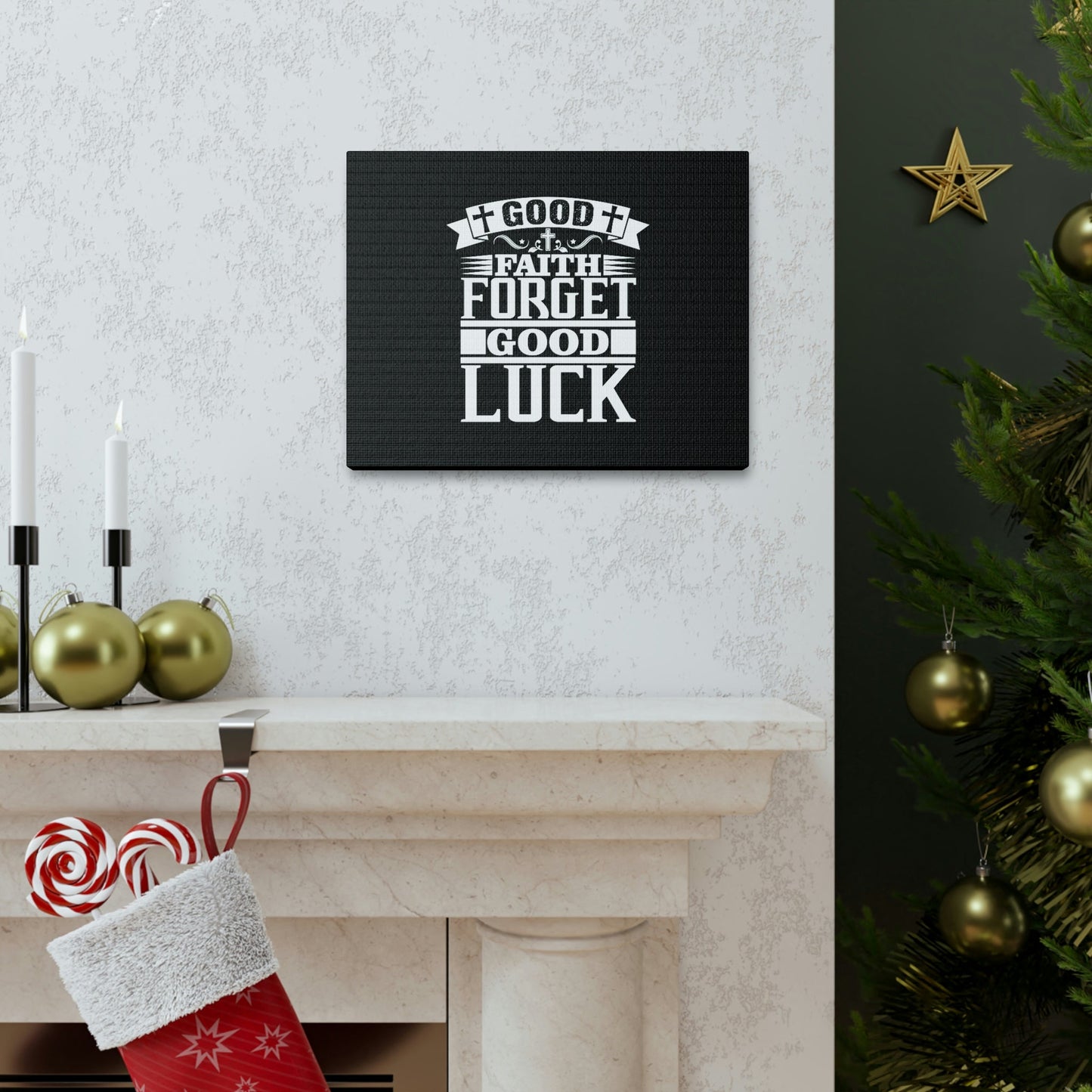 Good Luck Hebrews 11:1 Cross Black Christian Wall Art Bible Verse Print Ready to Hang Unframed-Express Your Love Gifts