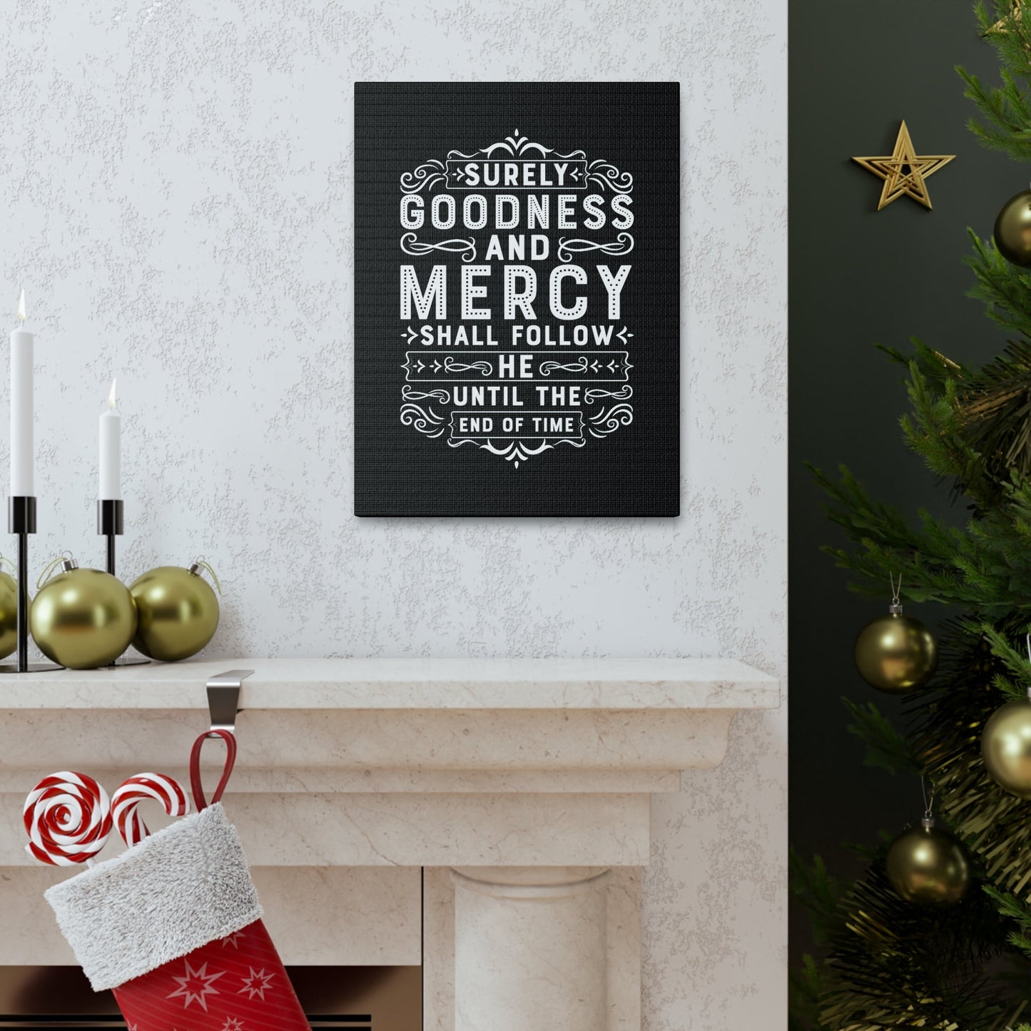Goodness And Mercy Psalms 23:6 Christian Wall Art Bible Verse Print Ready to Hang Unframed-Express Your Love Gifts