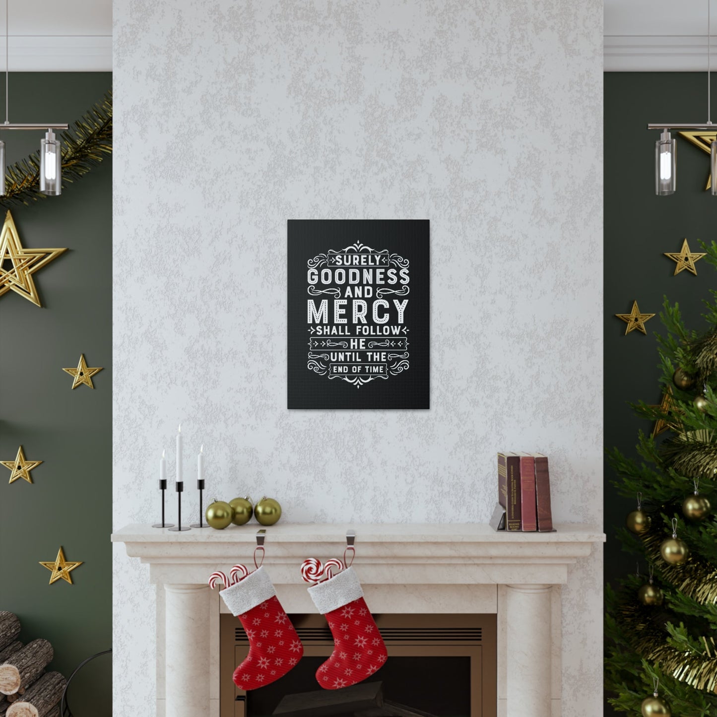 Goodness And Mercy Psalms 23:6 Christian Wall Art Bible Verse Print Ready to Hang Unframed-Express Your Love Gifts