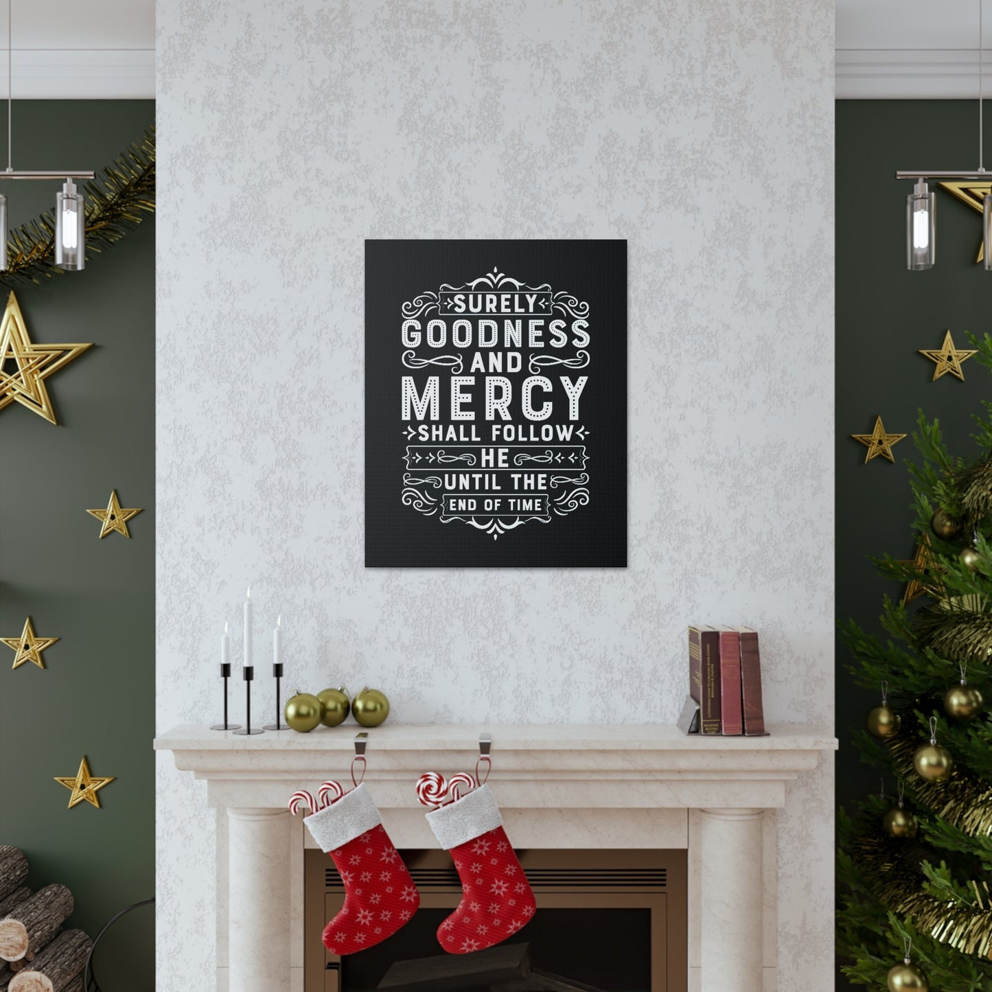 Goodness And Mercy Psalms 23:6 Christian Wall Art Bible Verse Print Ready to Hang Unframed-Express Your Love Gifts