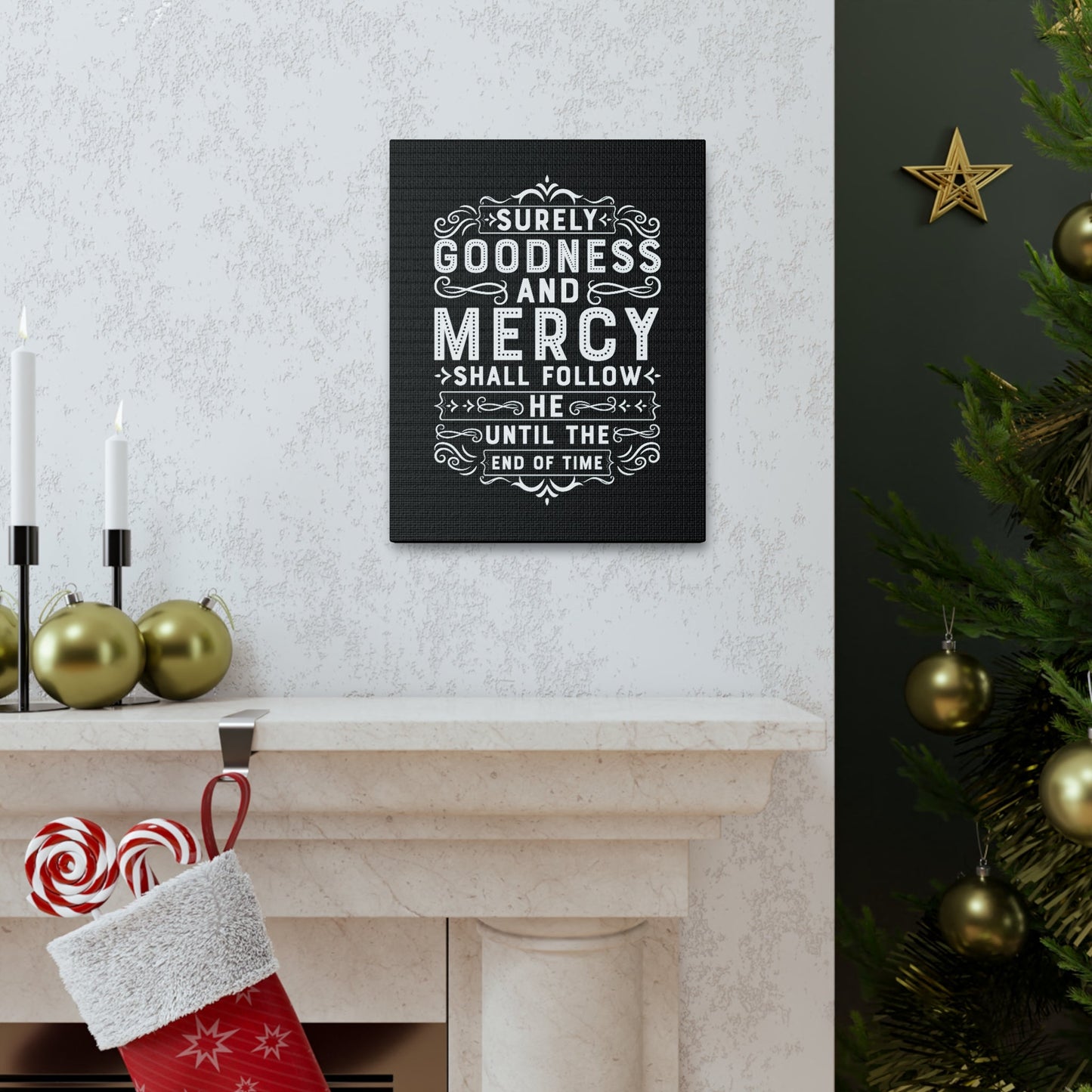 Goodness And Mercy Psalms 23:6 Christian Wall Art Bible Verse Print Ready to Hang Unframed-Express Your Love Gifts