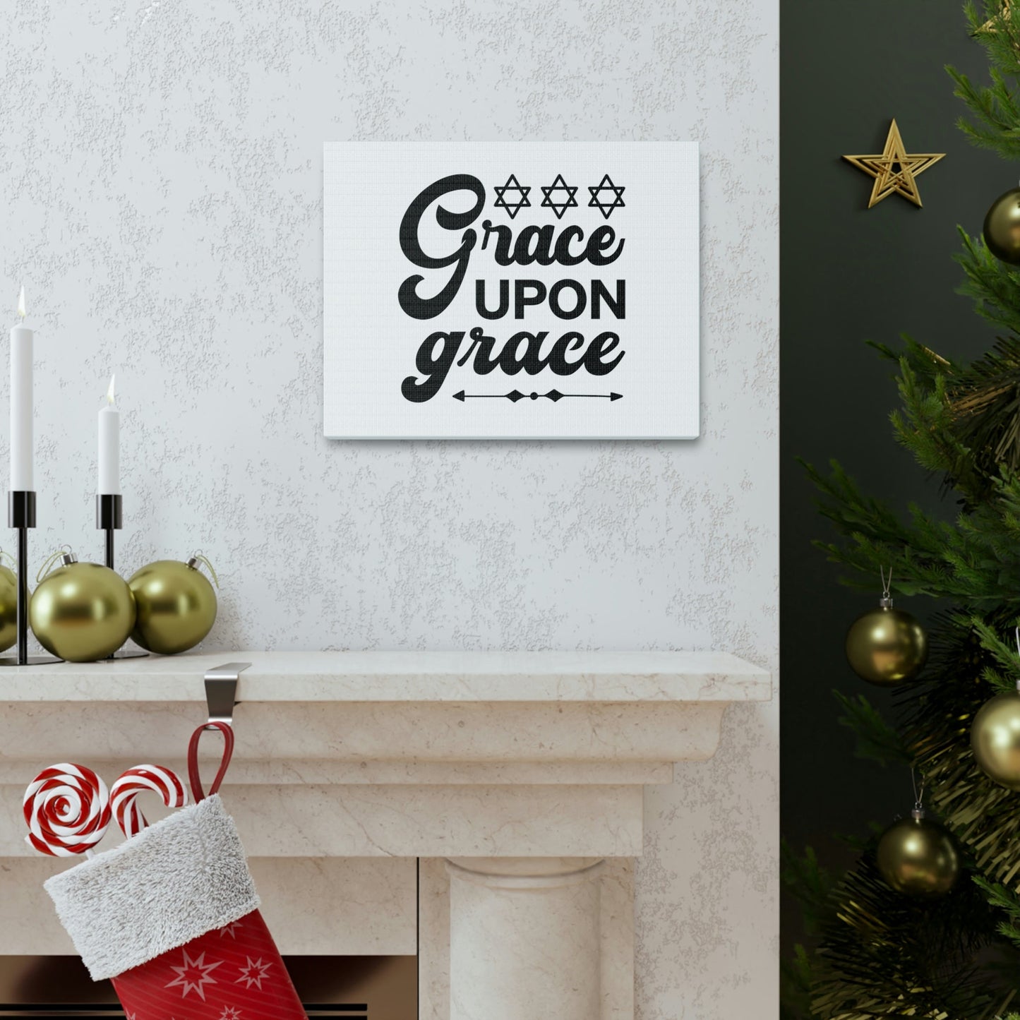 Grace Upon Grace Hebrews 4:16 Christian Wall Art Bible Verse Print Ready to Hang Unframed-Express Your Love Gifts