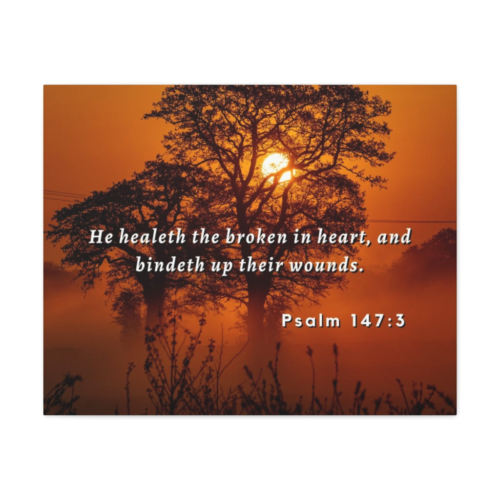 Scripture Walls He Healeth Psalm 147:3 Bible Verse Canvas Christian Wall Art Ready to Hang Unframed-Express Your Love Gifts