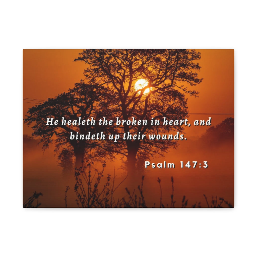 Scripture Walls He Healeth Psalm 147:3 Bible Verse Canvas Christian Wall Art Ready to Hang Unframed-Express Your Love Gifts