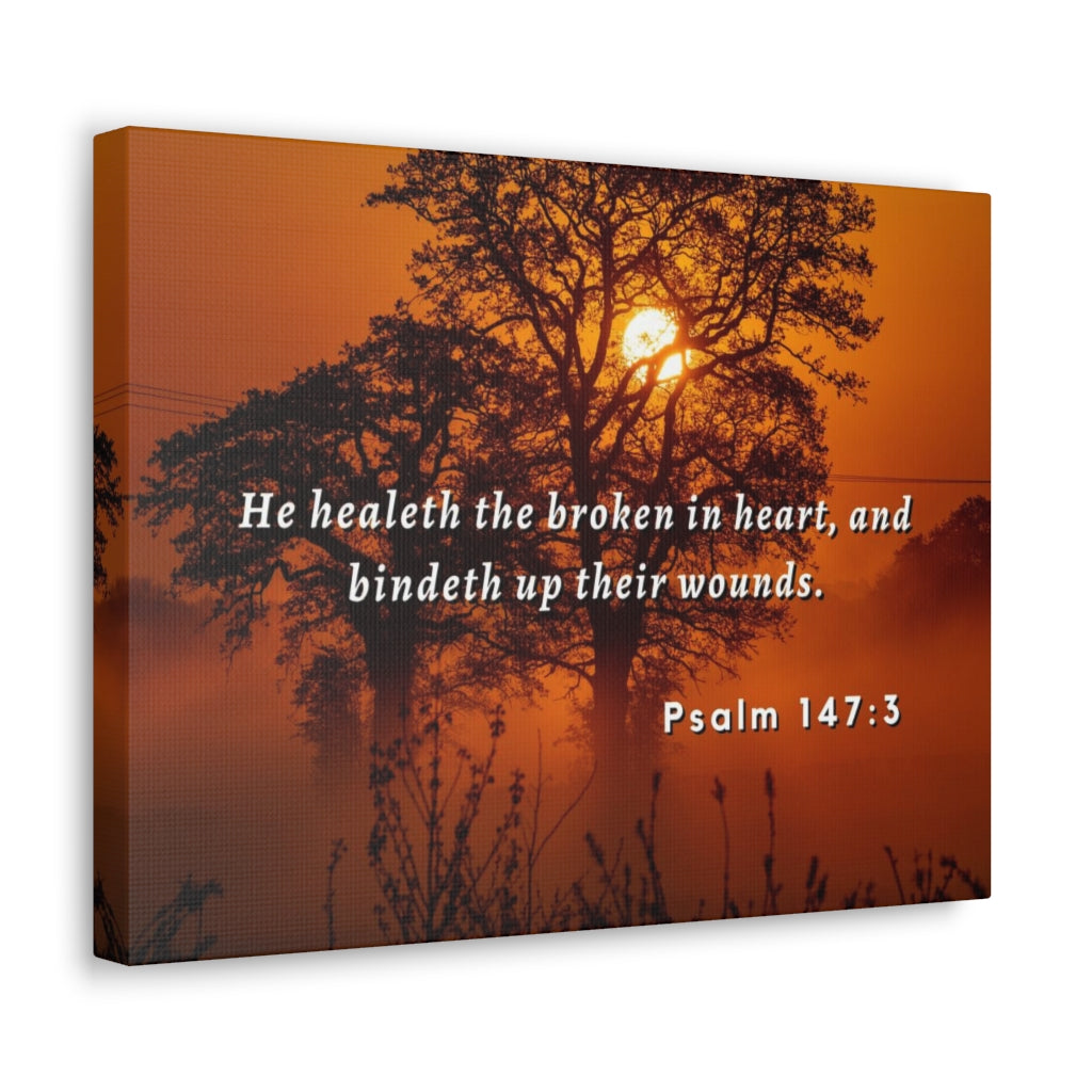 Scripture Walls He Healeth Psalm 147:3 Bible Verse Canvas Christian Wall Art Ready to Hang Unframed-Express Your Love Gifts
