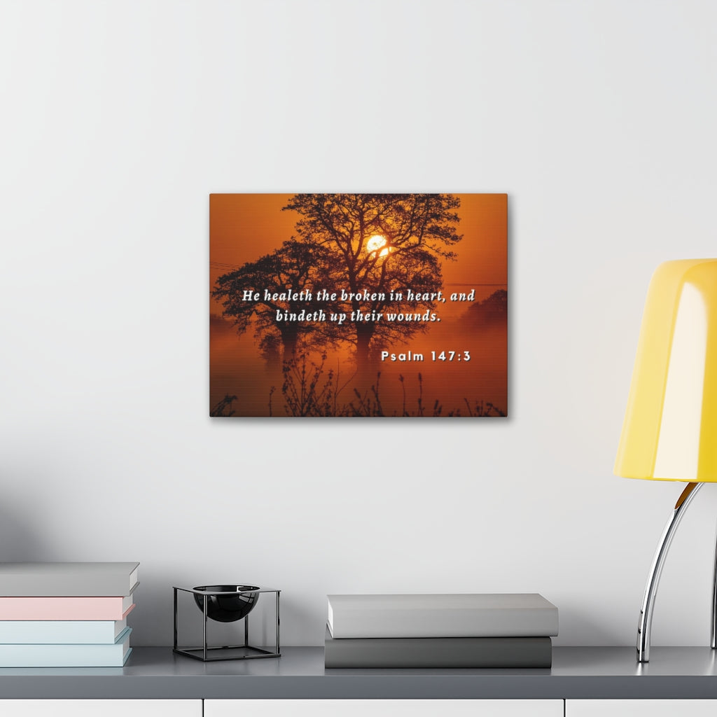 Scripture Walls He Healeth Psalm 147:3 Bible Verse Canvas Christian Wall Art Ready to Hang Unframed-Express Your Love Gifts