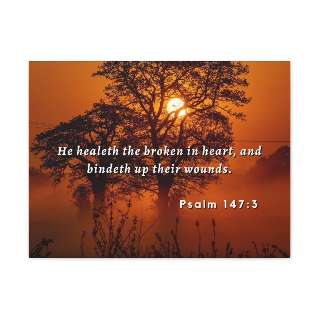 Scripture Walls He Healeth Psalm 147:3 Bible Verse Canvas Christian Wall Art Ready to Hang Unframed-Express Your Love Gifts