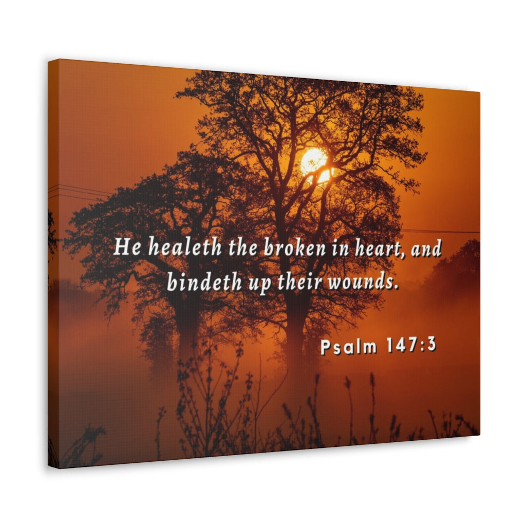 Scripture Walls He Healeth Psalm 147:3 Bible Verse Canvas Christian Wall Art Ready to Hang Unframed-Express Your Love Gifts